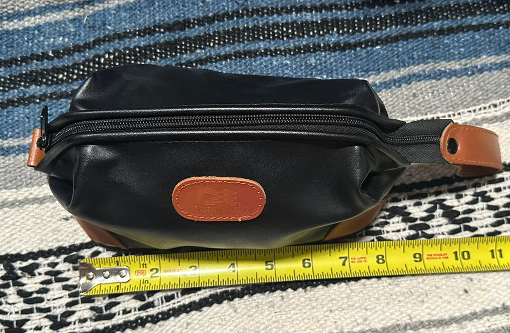 Vintage Princess Cruises Toiletry Small Bag Brown Black Lined Leather 8″