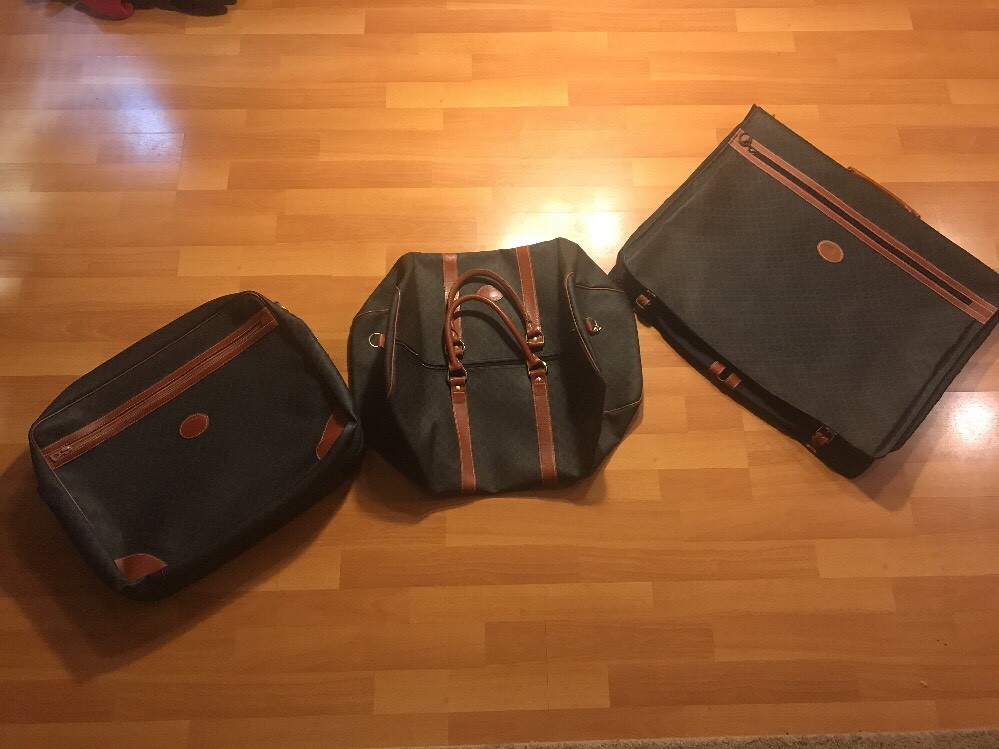 Vintage Longchamp Luggage Set Of 3 Duffel Carry on Suit Traveler Vtg