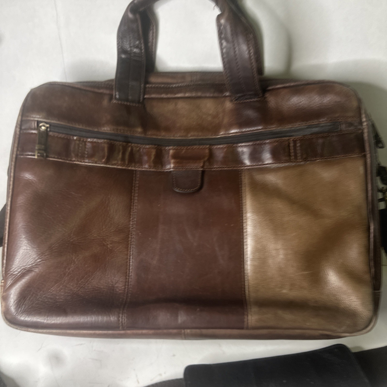 Vintage Samsonite Satchel Bag Leather Multi Shades Rugged Durable brass hardware