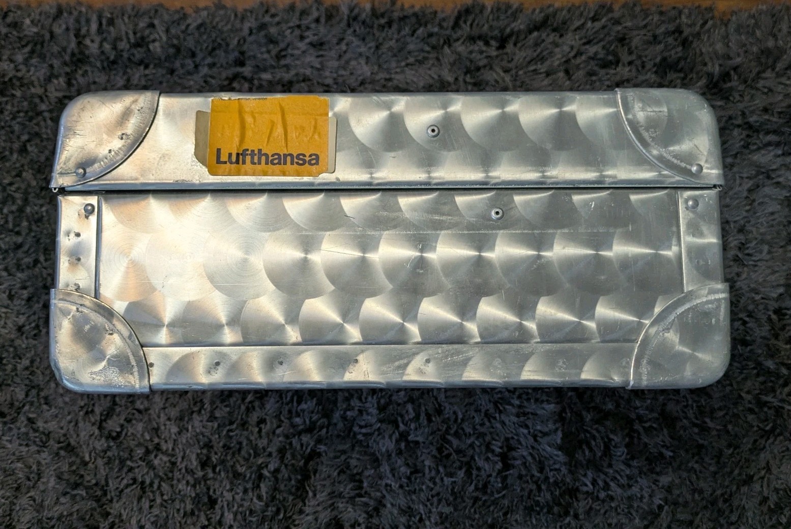 Vintage 1960s Cheney England Machine Age Engine Turned Aluminum Suitcase Large