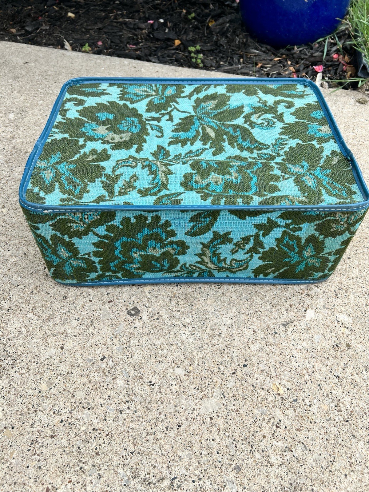Vintage Pretty 70’s Avon Lady Sample Case Floral Tapestry Small Suitcase