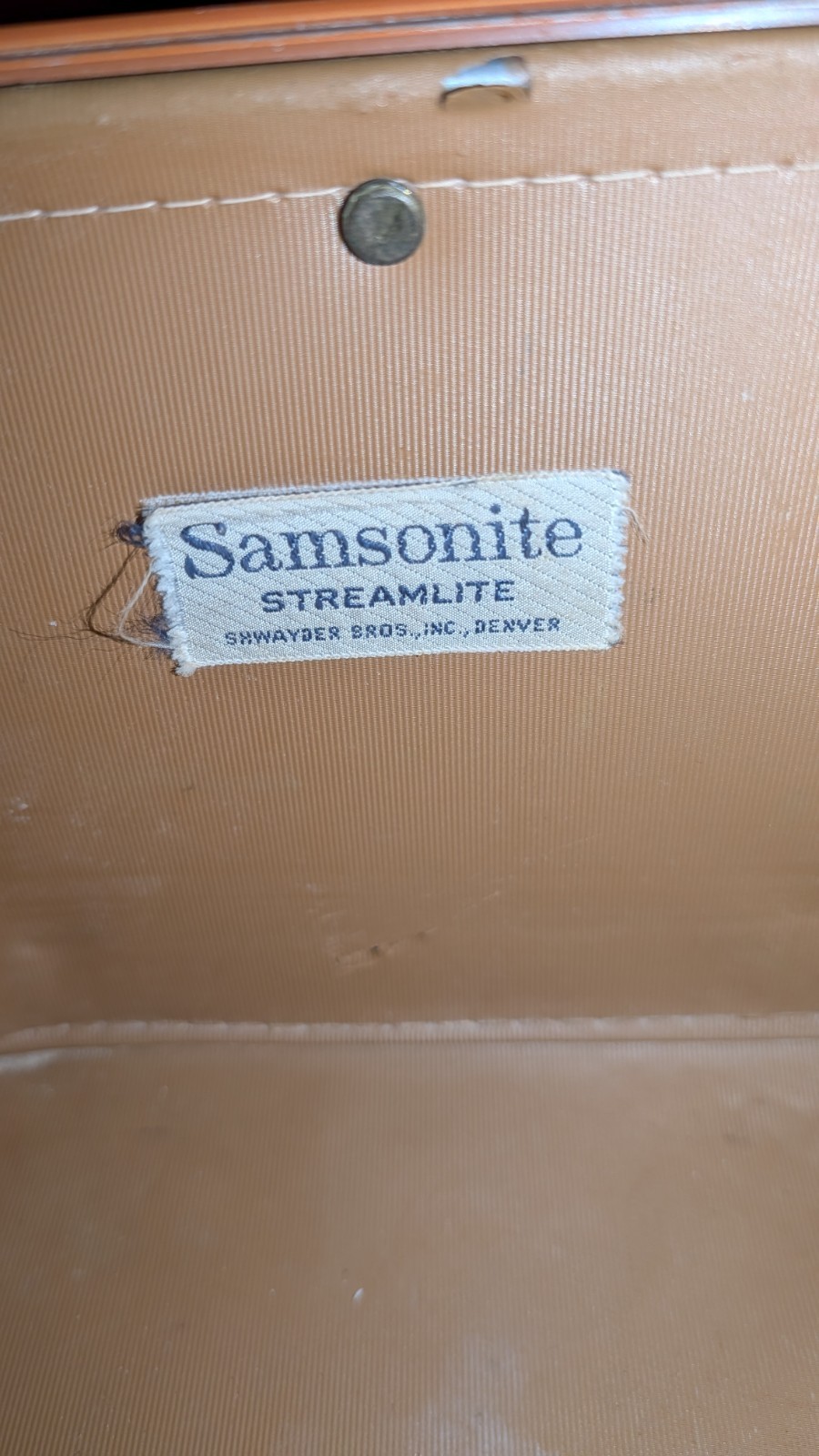 Vintage Samsonite Case Mirror & Tray Hard Side Suitcase Brown Luggage No Key