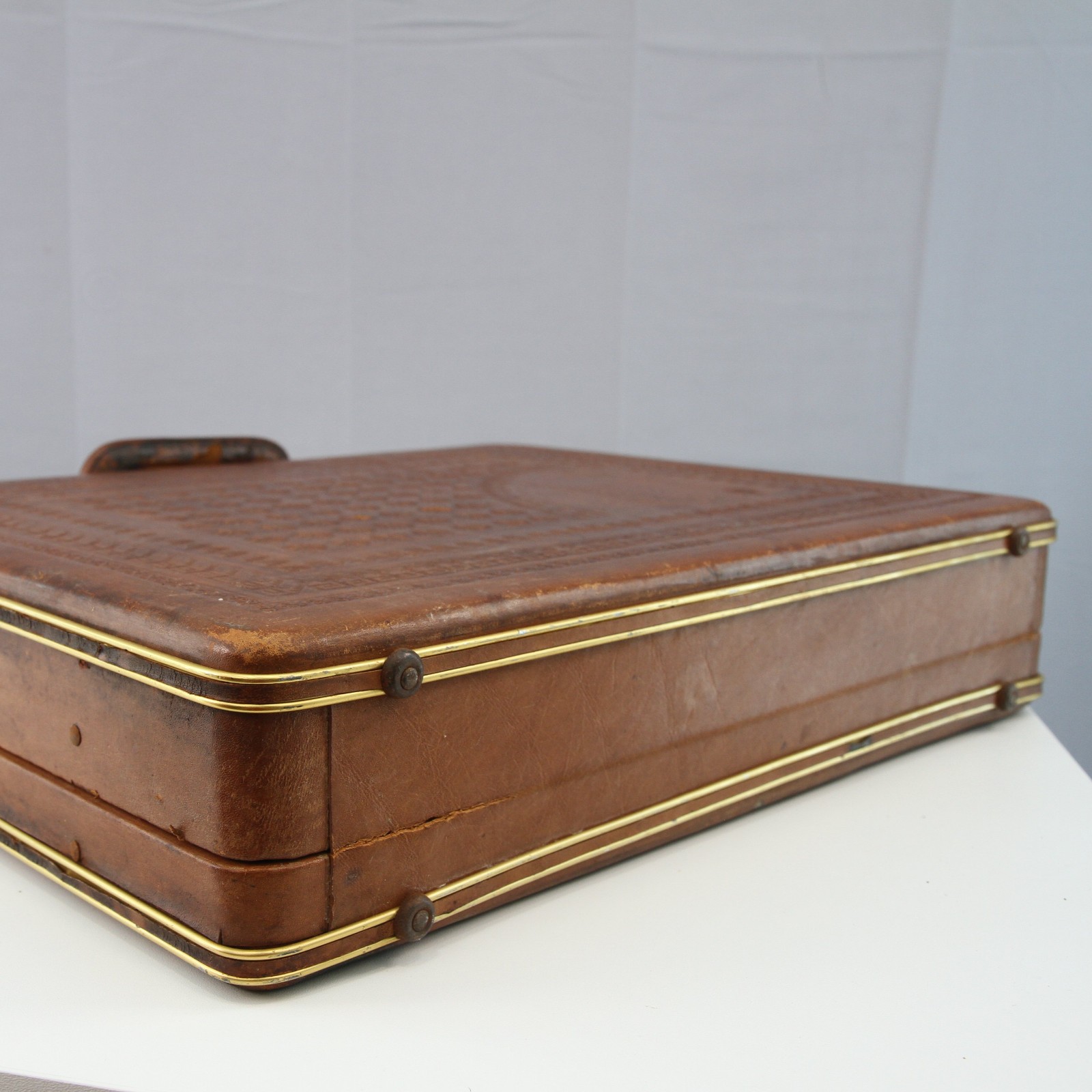 Vintage Flores Bags Embossed Leather Hard Side Briefcase for Refurb