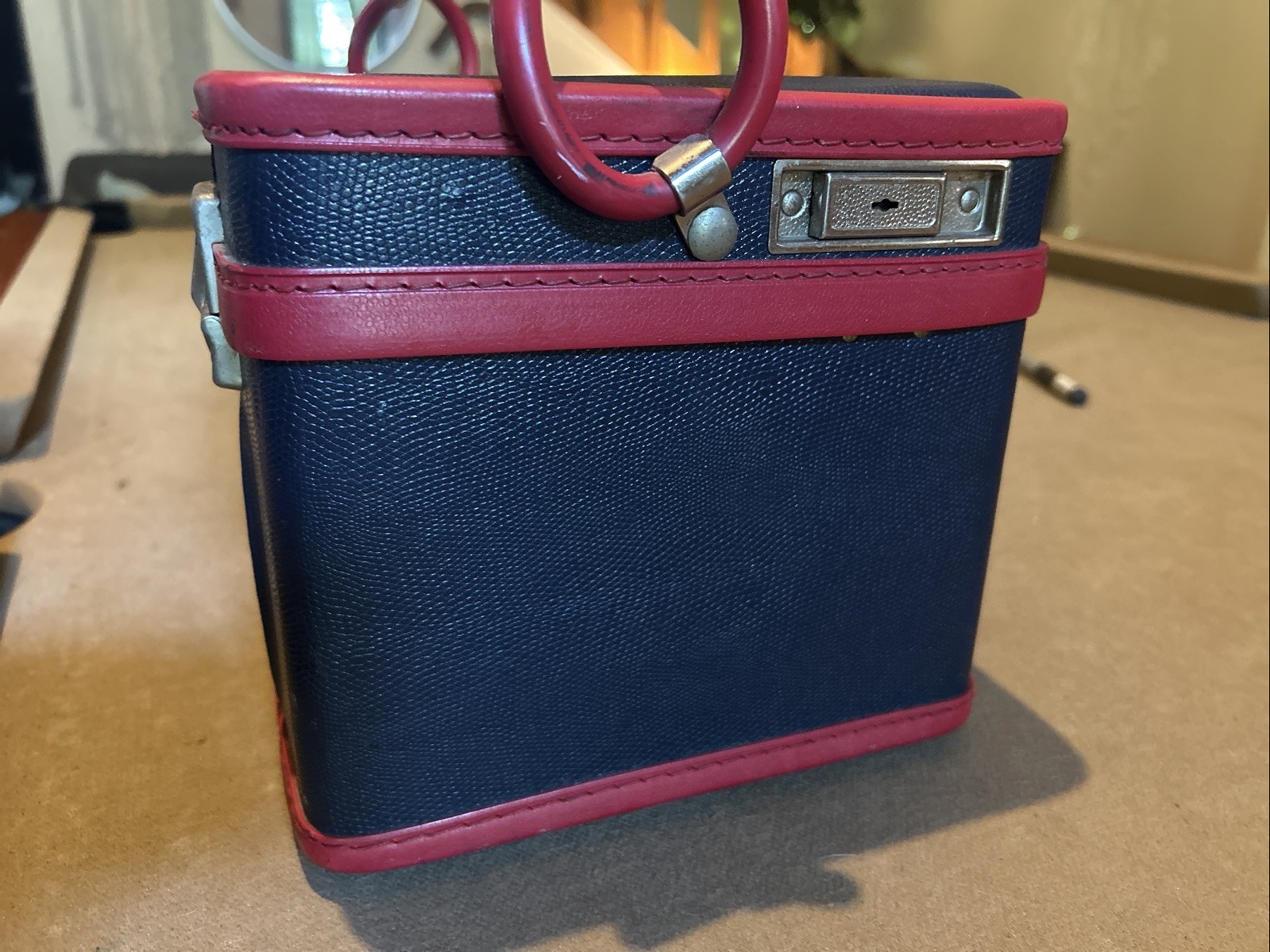 Aeropak Vintage Suitcase Red and Navy Blue