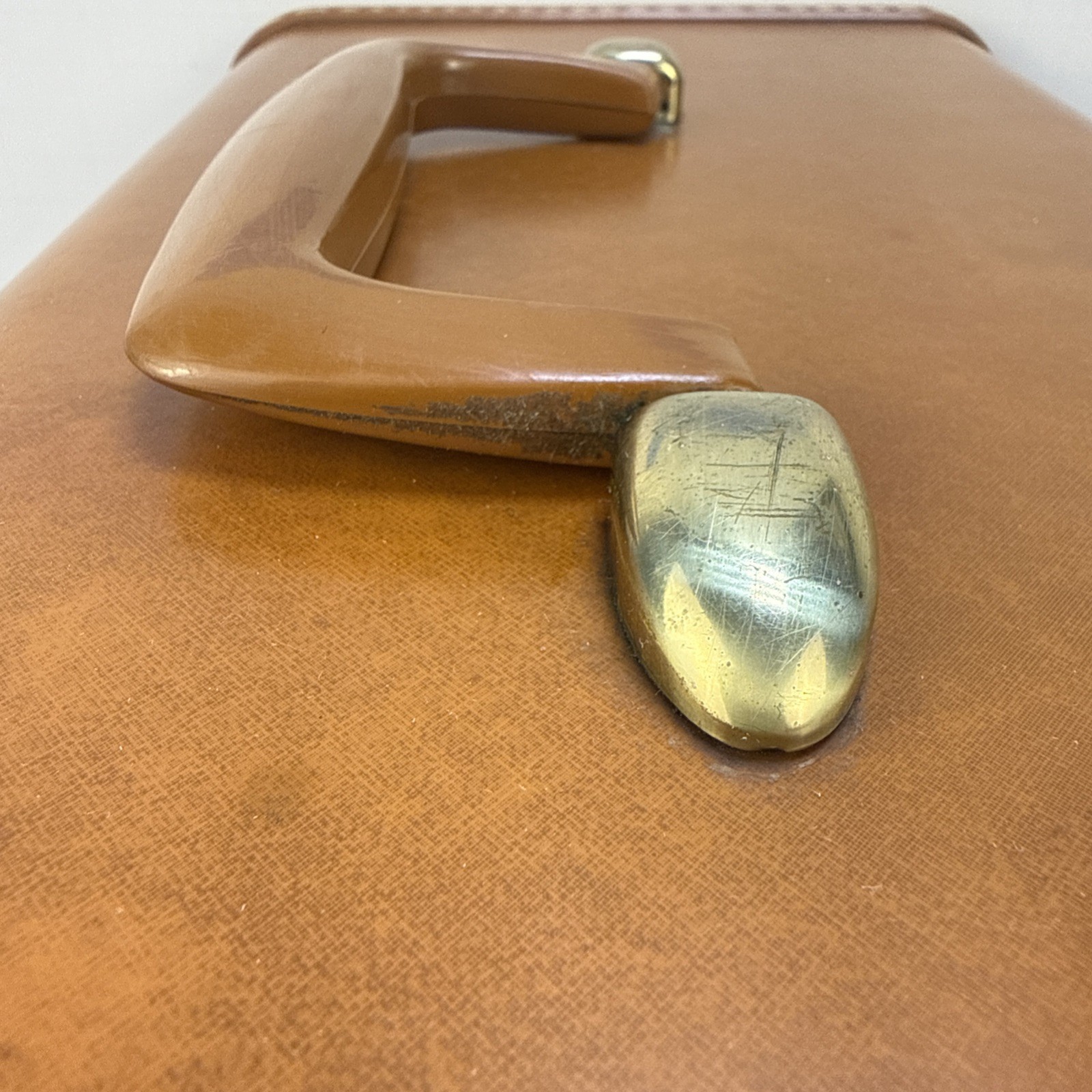 Vintage Samsonite Shwayder Bros Leather Luggage Train Case Brown No Key