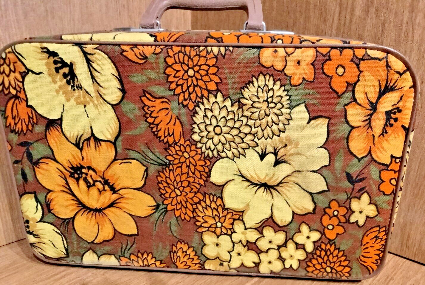 VINTAGE PETER’S BAGS “FLOWER POWER” FABRIC SOFTSIDE HAND TRAVEL SUITCASE LUGGAGE