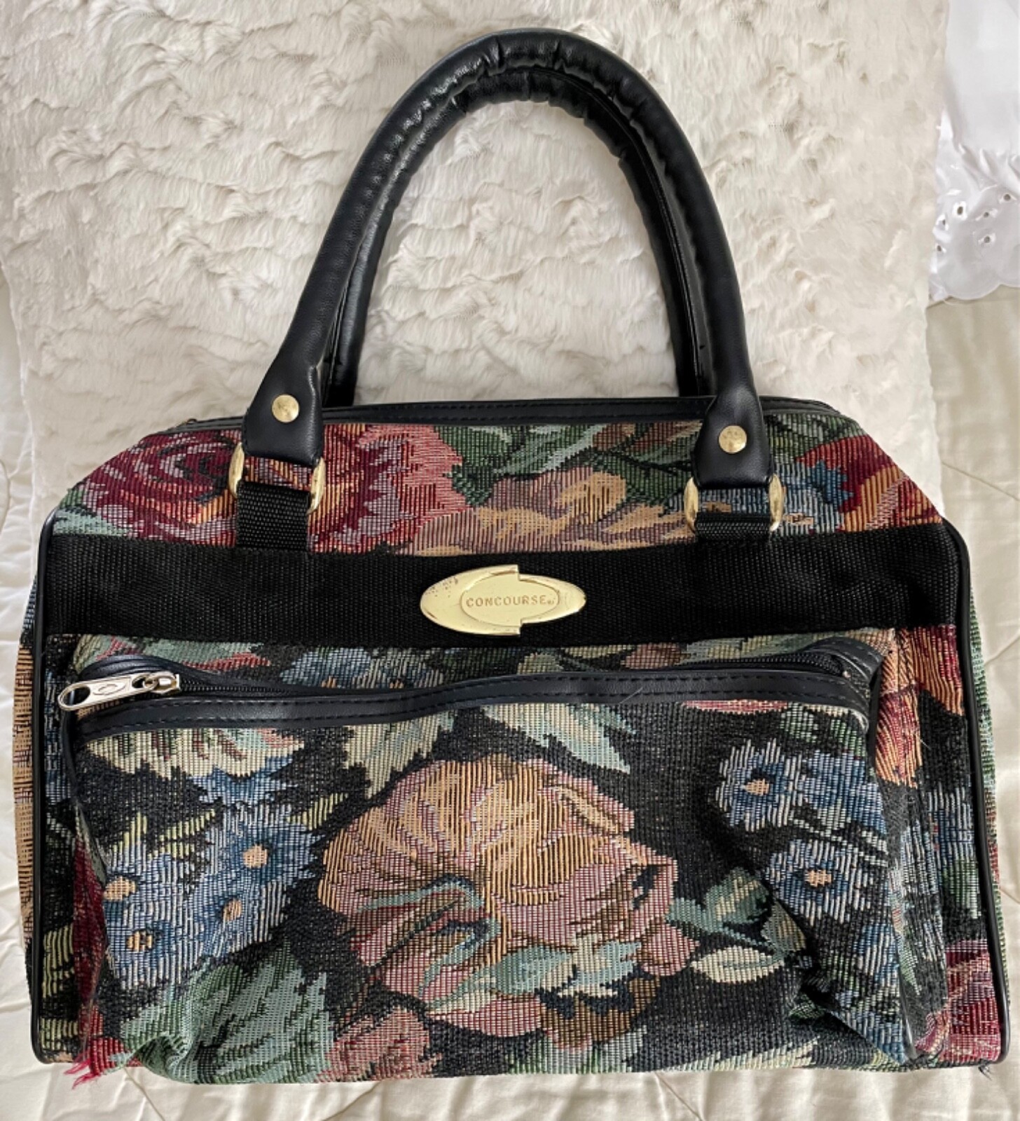Concourse Tapestry Floral Bag Carry On Luggage. Green Black Pink Blue. 14″ W