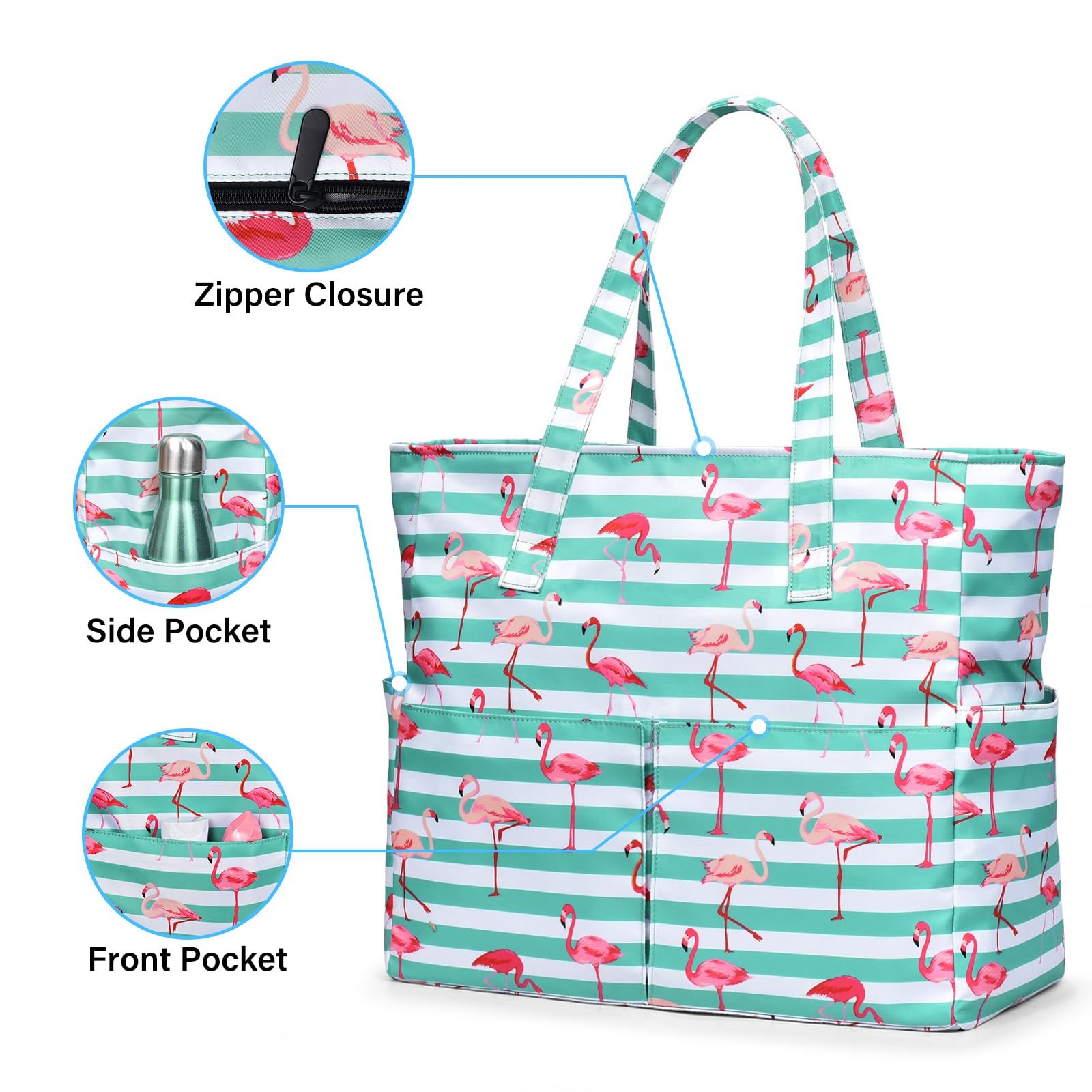 Oscaurt Beach Bags For Women Large Waterproof Sandproof Beach Tote Swim Pool
