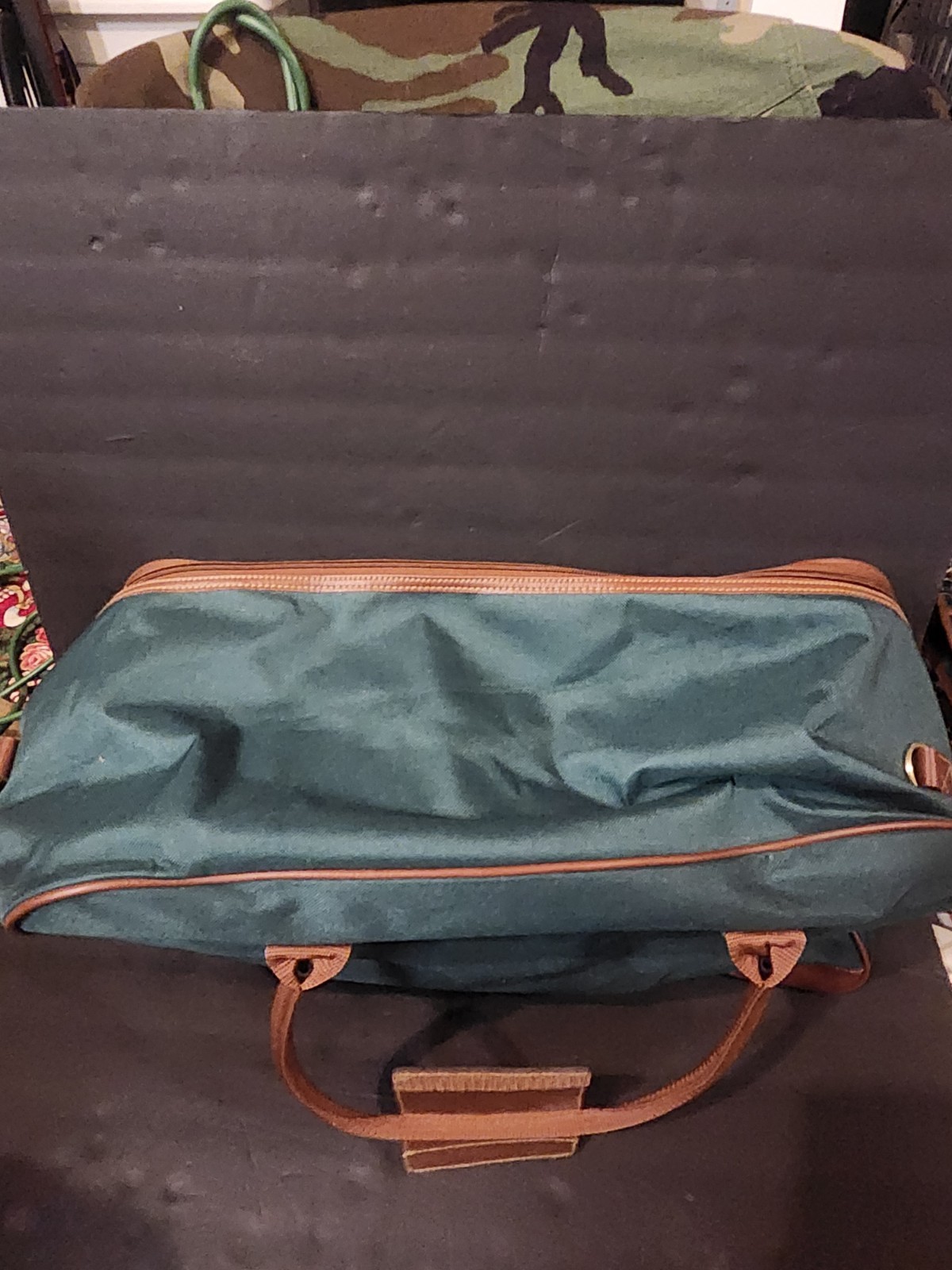 Vtg Polo Ralph Lauren 2pc Travel Bag Set Green Canvas Duffel Messenger Luggage