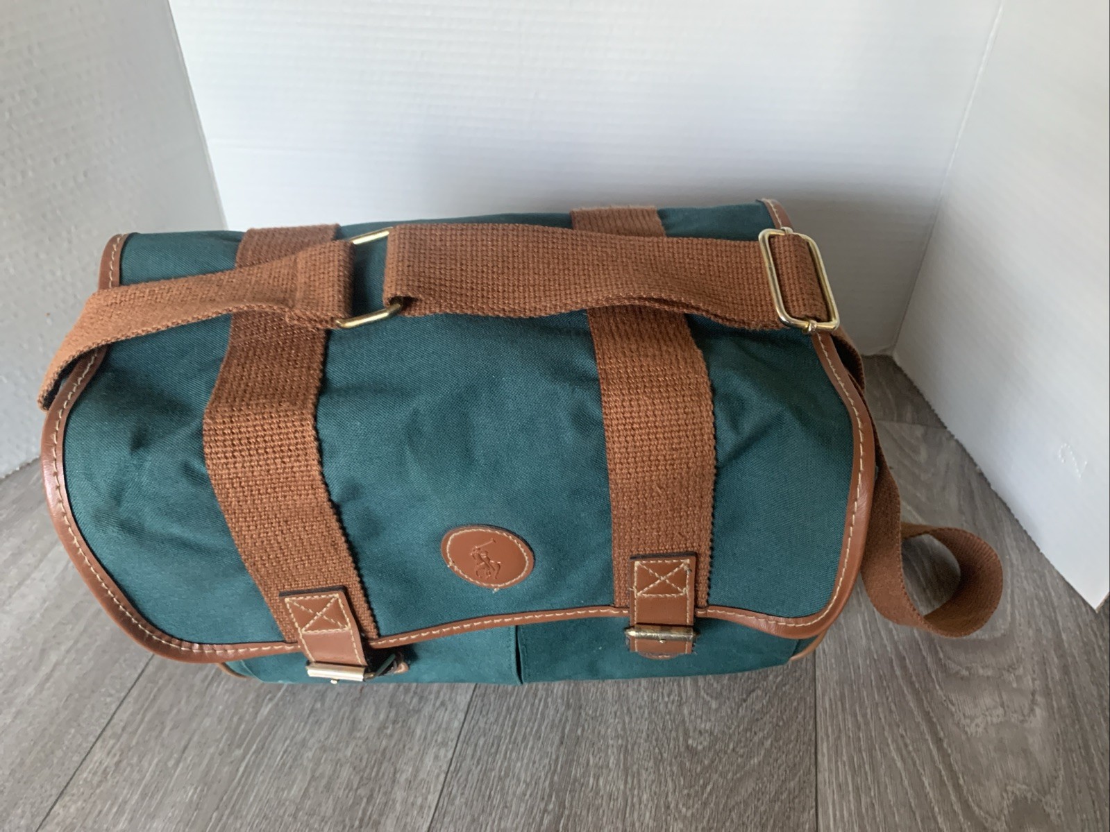 Ralph Lauren Polo Lightweight Green Canvas Shoulder Tote Carry On Bag- Cracking