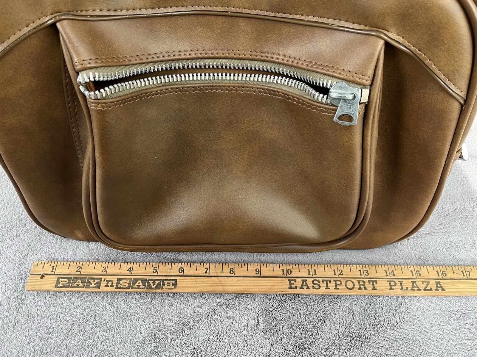 Vintage Naugahyde Vegan Leather Vinyl Valise Travel Bag 1970’s With Airline Tag