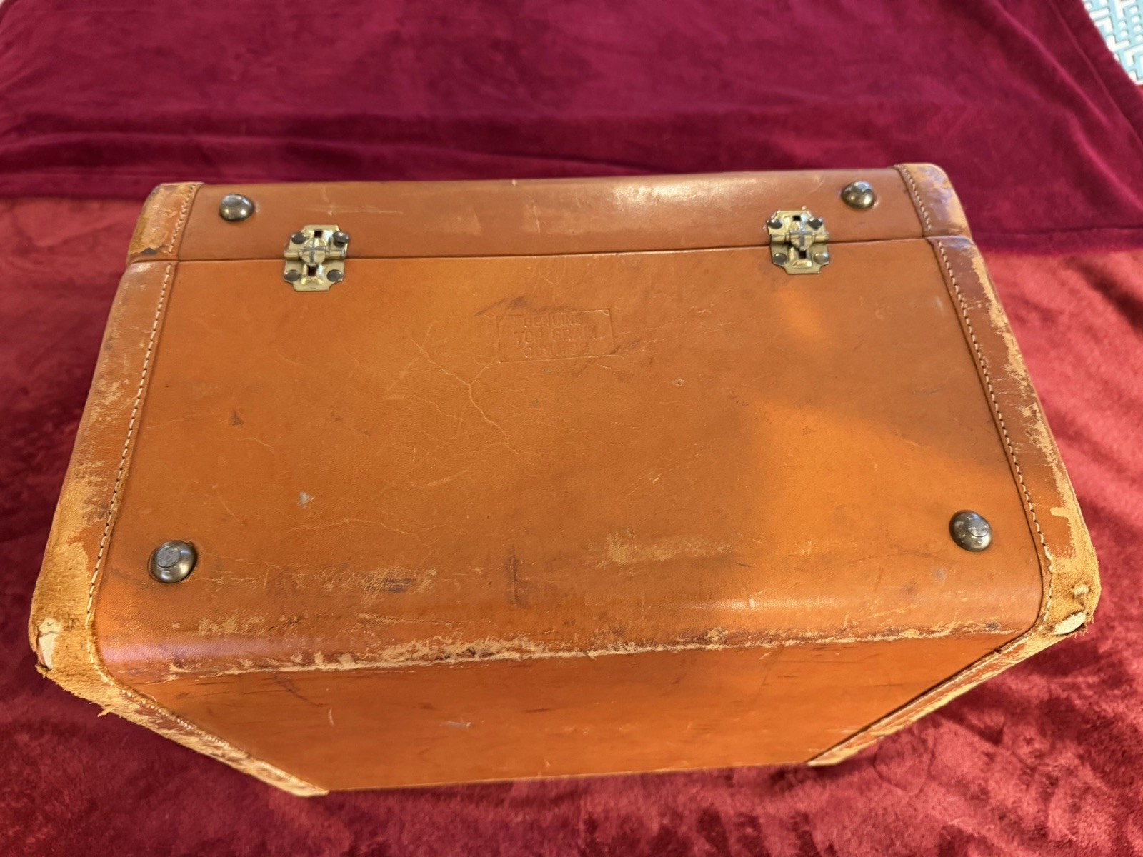 1940’s overnight/weekender genuine cowhide travel suitcase