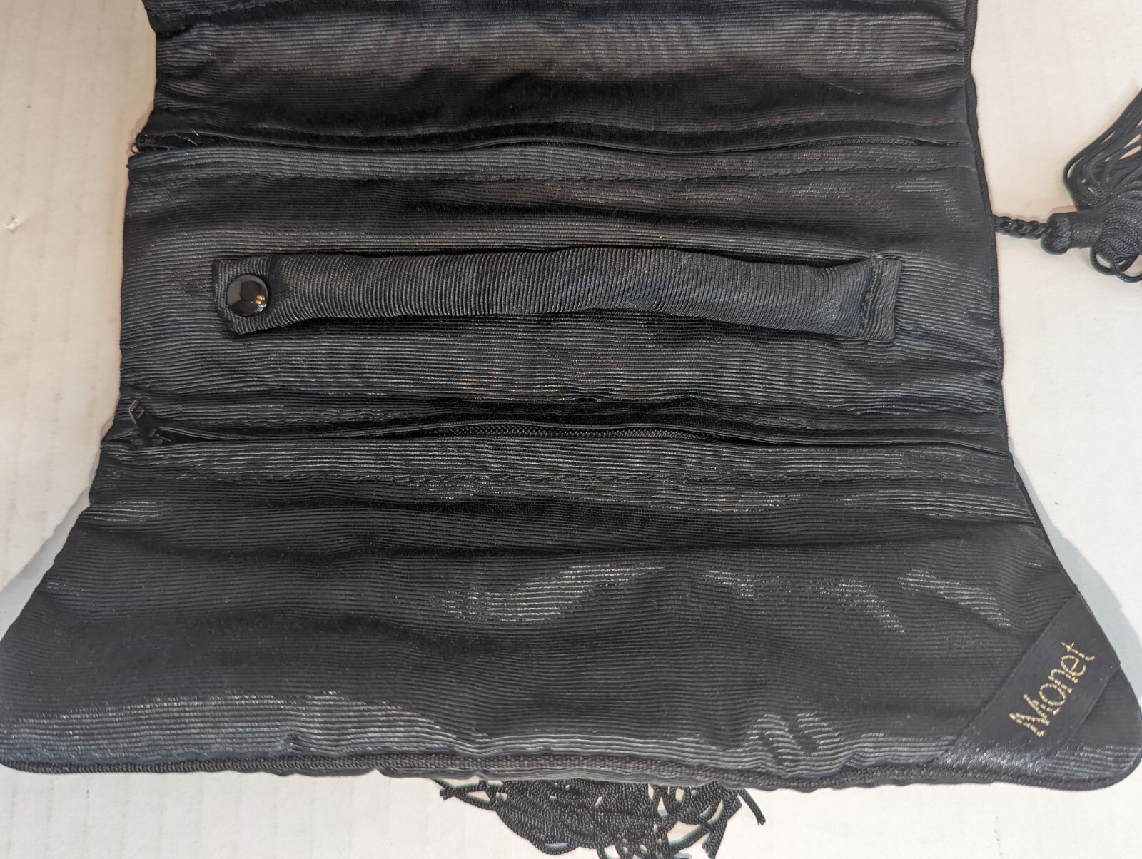 Vintage Monet Jewelry Cache Travel Case Soft Side Black Original Box