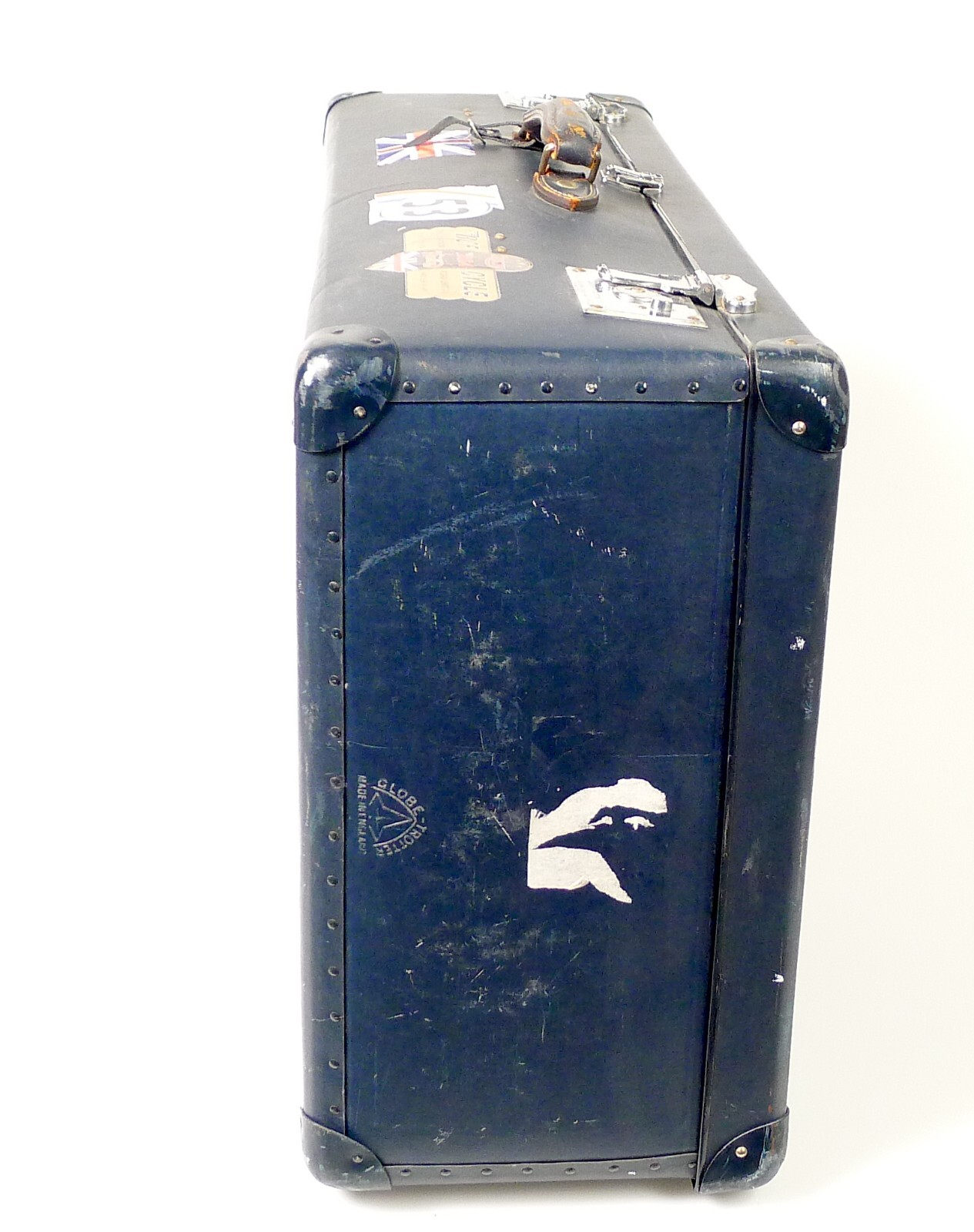 Vintage 1950’S Large Globe-Trotter Suitcase Blue Hard Shell Luggage #2