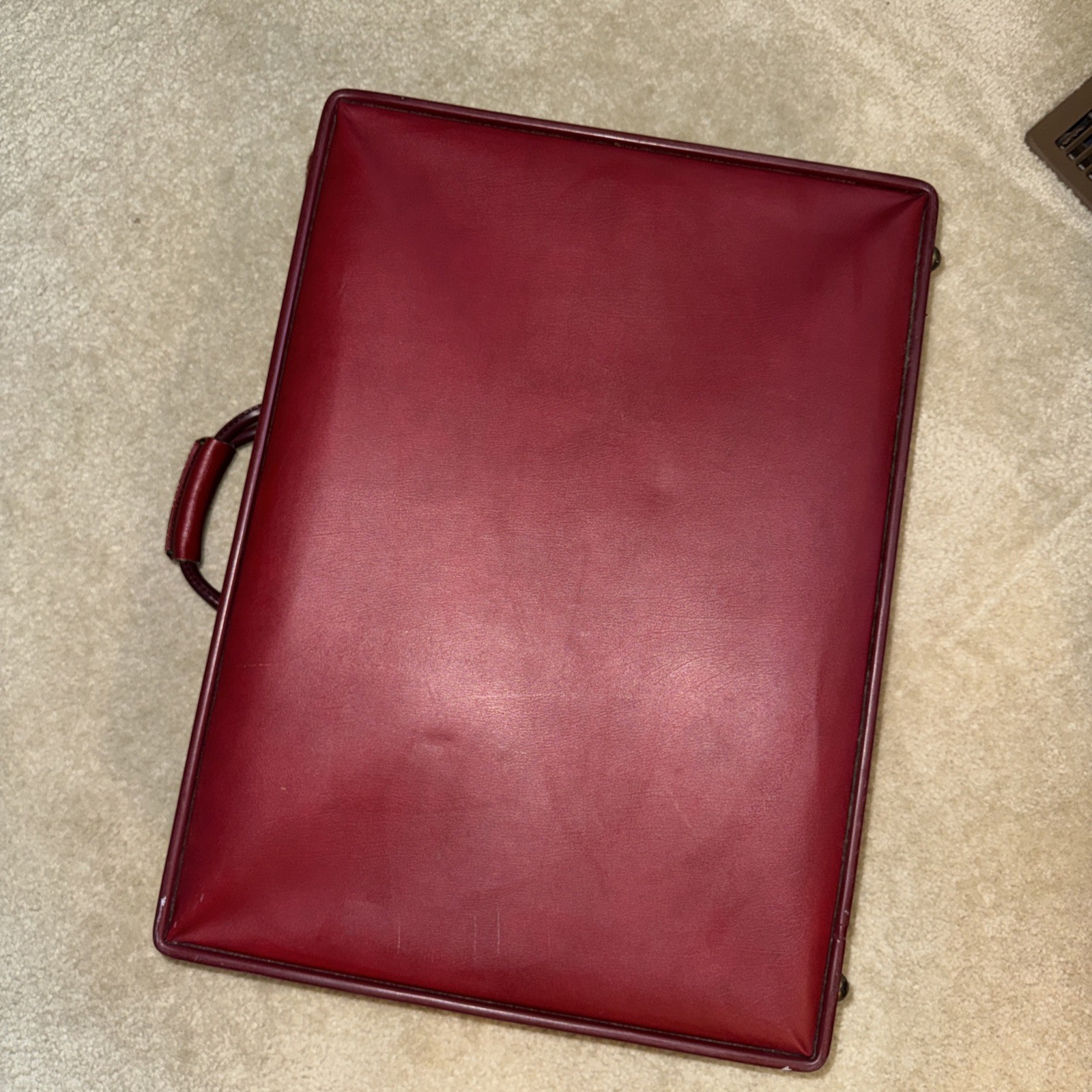 Vintage Hartmann Red Leather Hard Case Suitcase Set (2) Wood Frame Retro Luggage