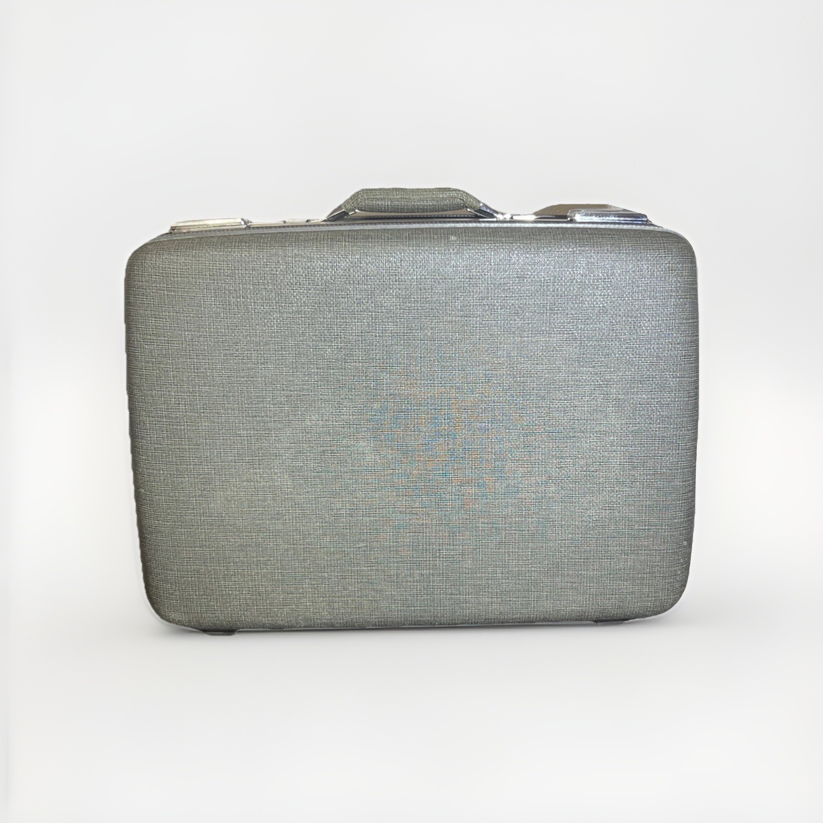 VTG 1960’s American Tourister Gray Hard Shell Suitcase Luggage w/Key 22″