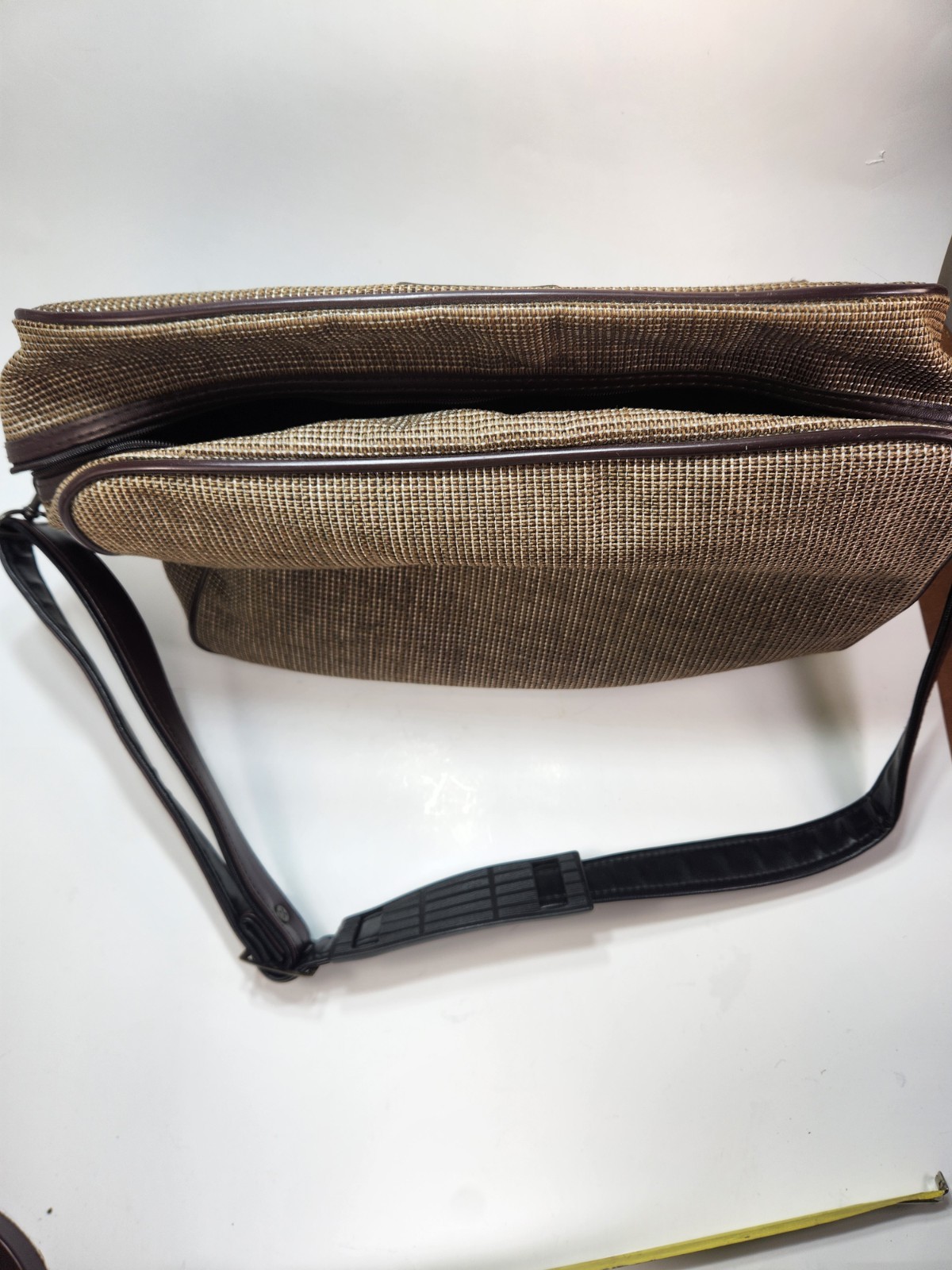 Vintage Bonjour Brown Tweed Carry-On Overnight Travel Bag