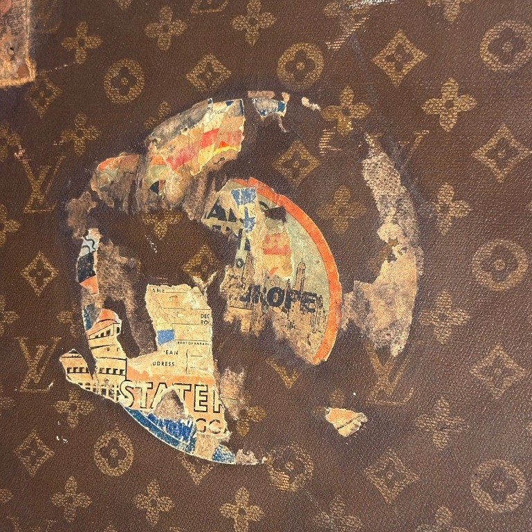 Antique Louis Vuitton Monogram Travel Trunk Suitcase W Insert Circa 1930s