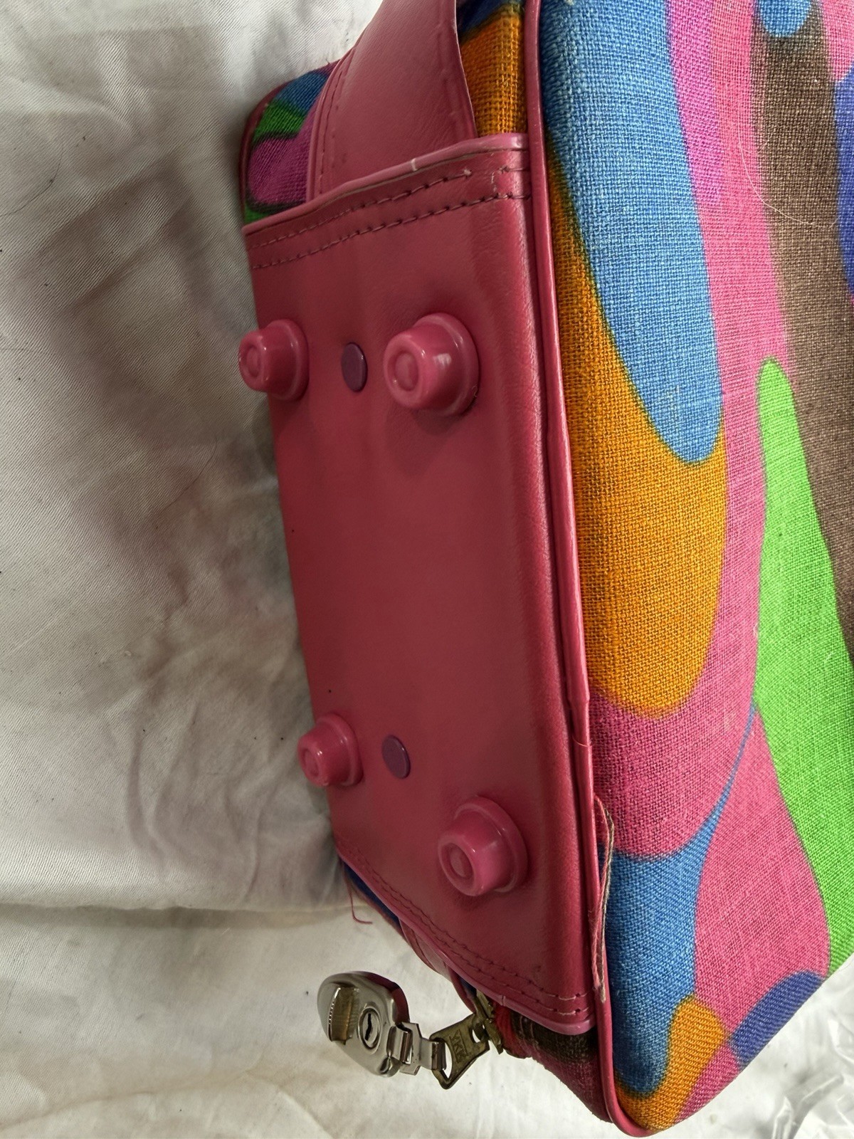 Vintage Japan Mod Tiki 60s Groovy Mini Suitcases Makeup Purse Bent Metal No Key