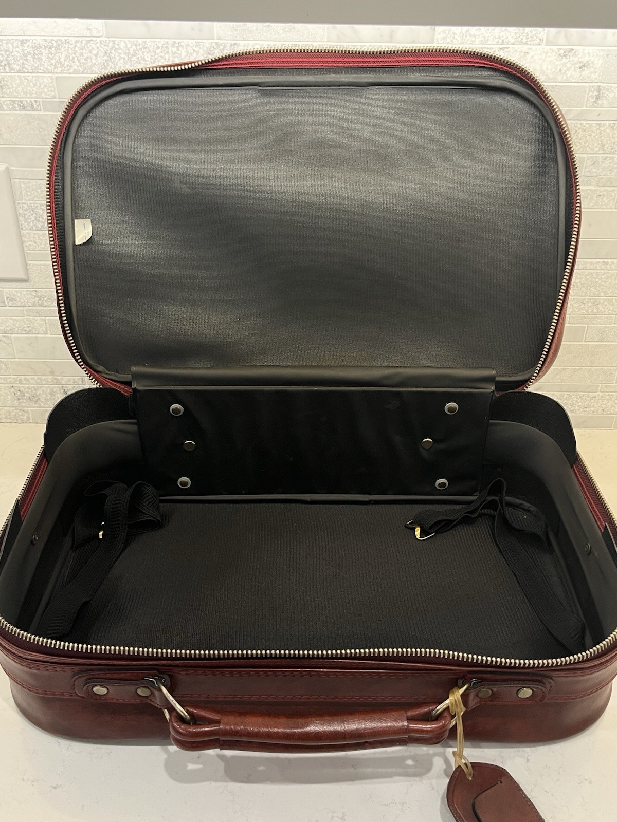 1970s YKK Soft Red Leather Handheld Suitcase – MSRP $300 – Read Description
