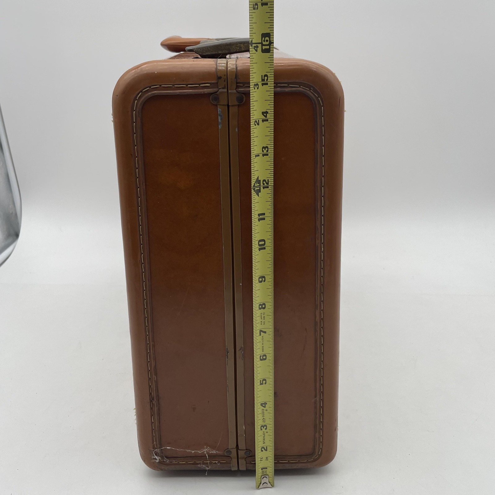 Vintage Samsonite Brown Vinyl Hard Suitcase 2 Piece Set USA Luggage Travel Case