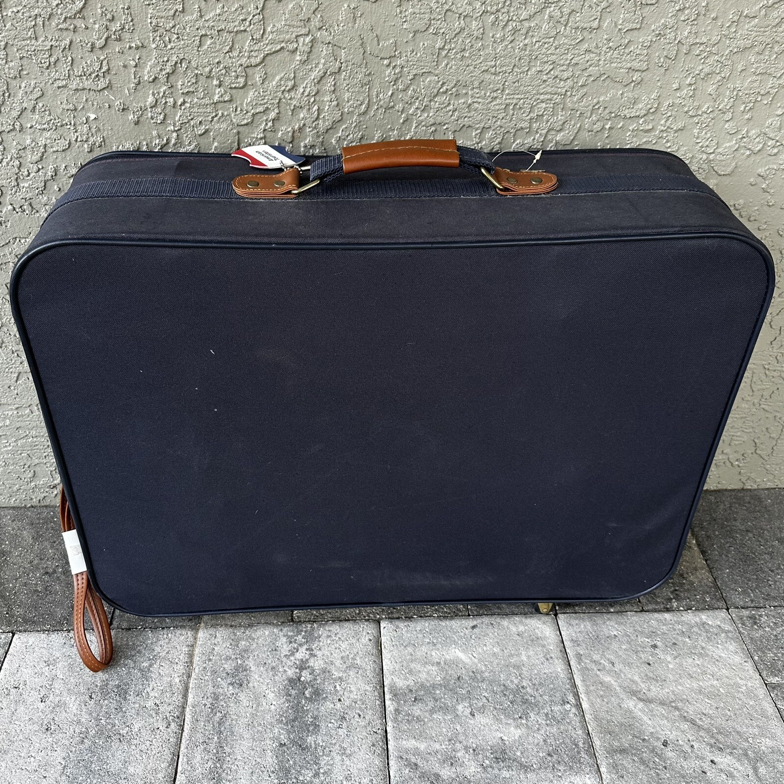 American Tourister 2 Piece Luggage Set Blue/Brown/Gold W/Wheels/Leashes New