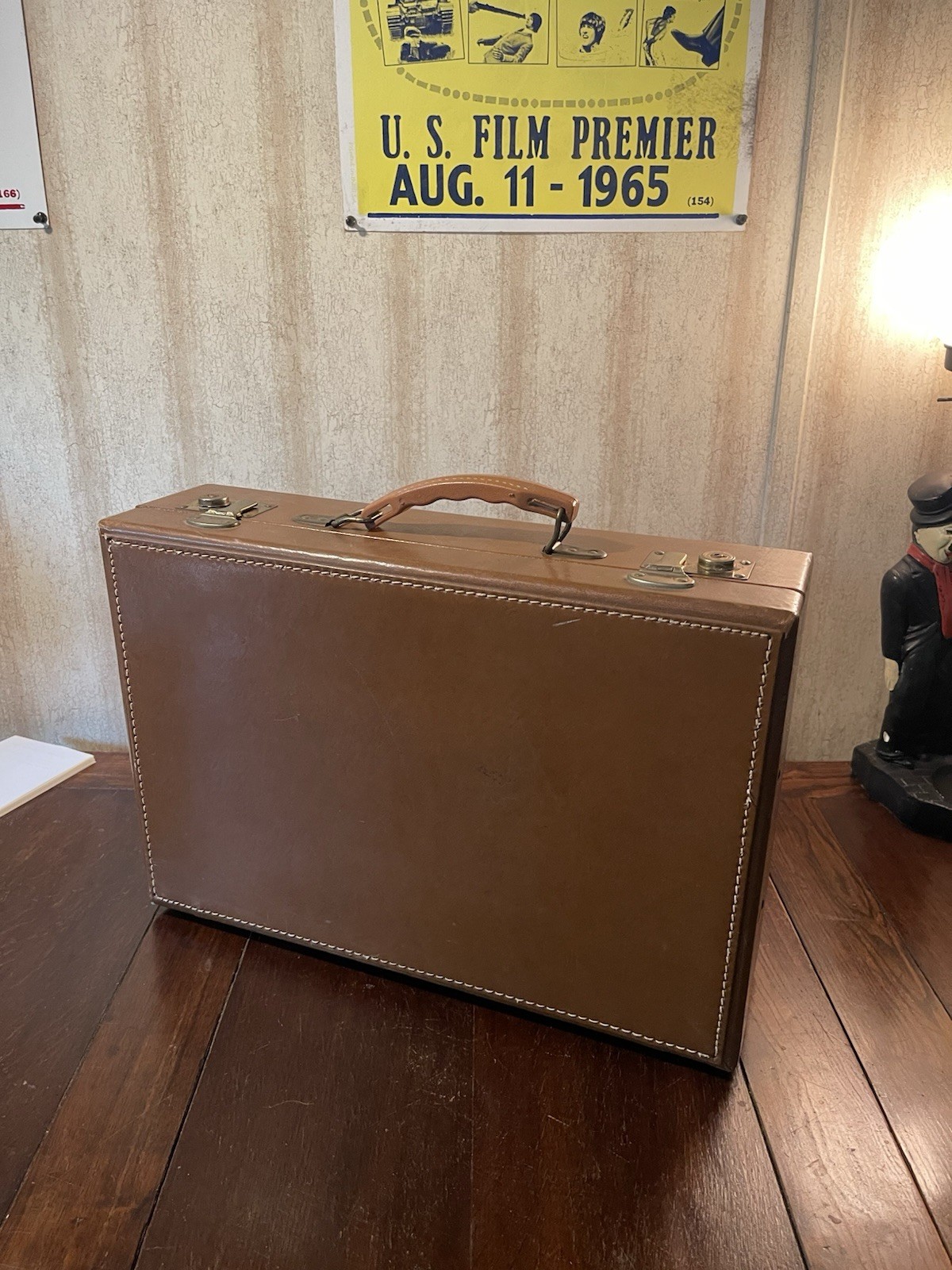 Vintage Leather US Govermnent Suitcase Luggage Briefcase Hard Case