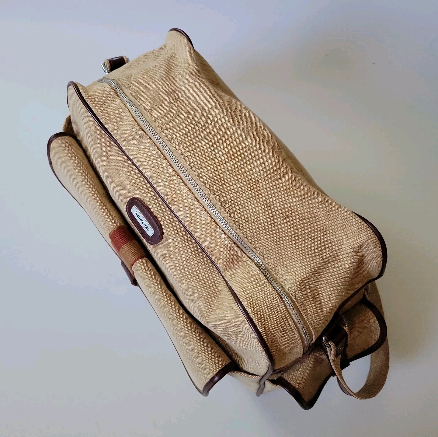 Vintage Samsonite Scamps Club Linen Canvas Duffle Bag Overnight Travel Retro