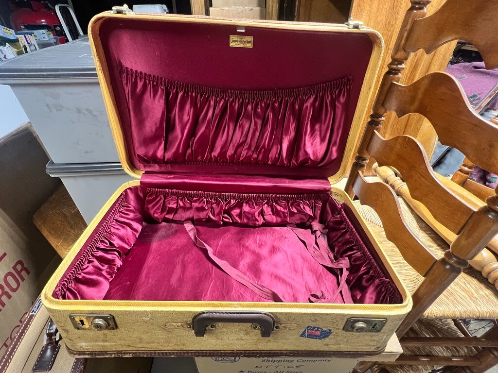 2 – 1940’s Vintage Suite Cases – both with OG travel inspection stickers