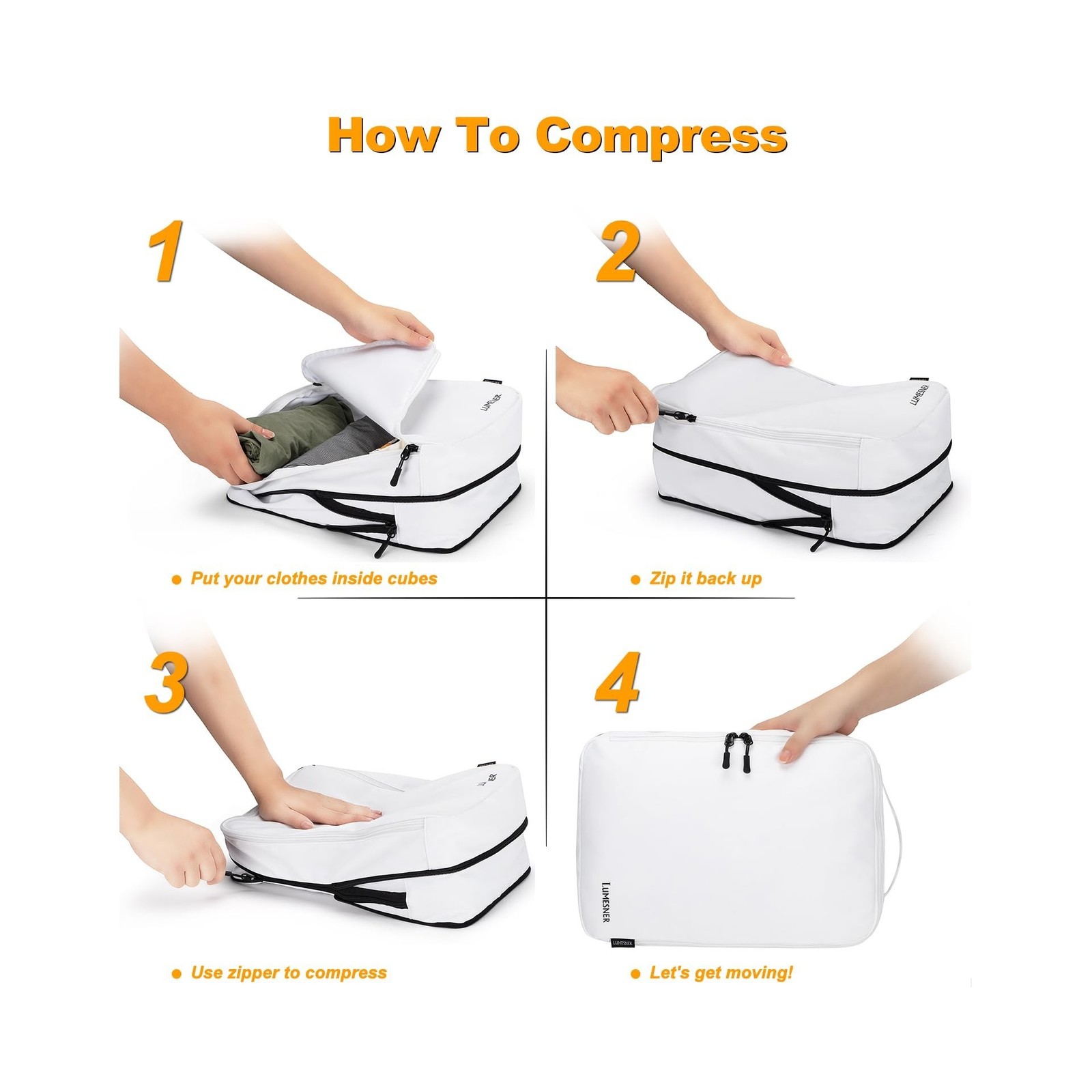 8 Set Compression Packing Cubes for Travel, Waterproof Luggage Orga… Fast Ship