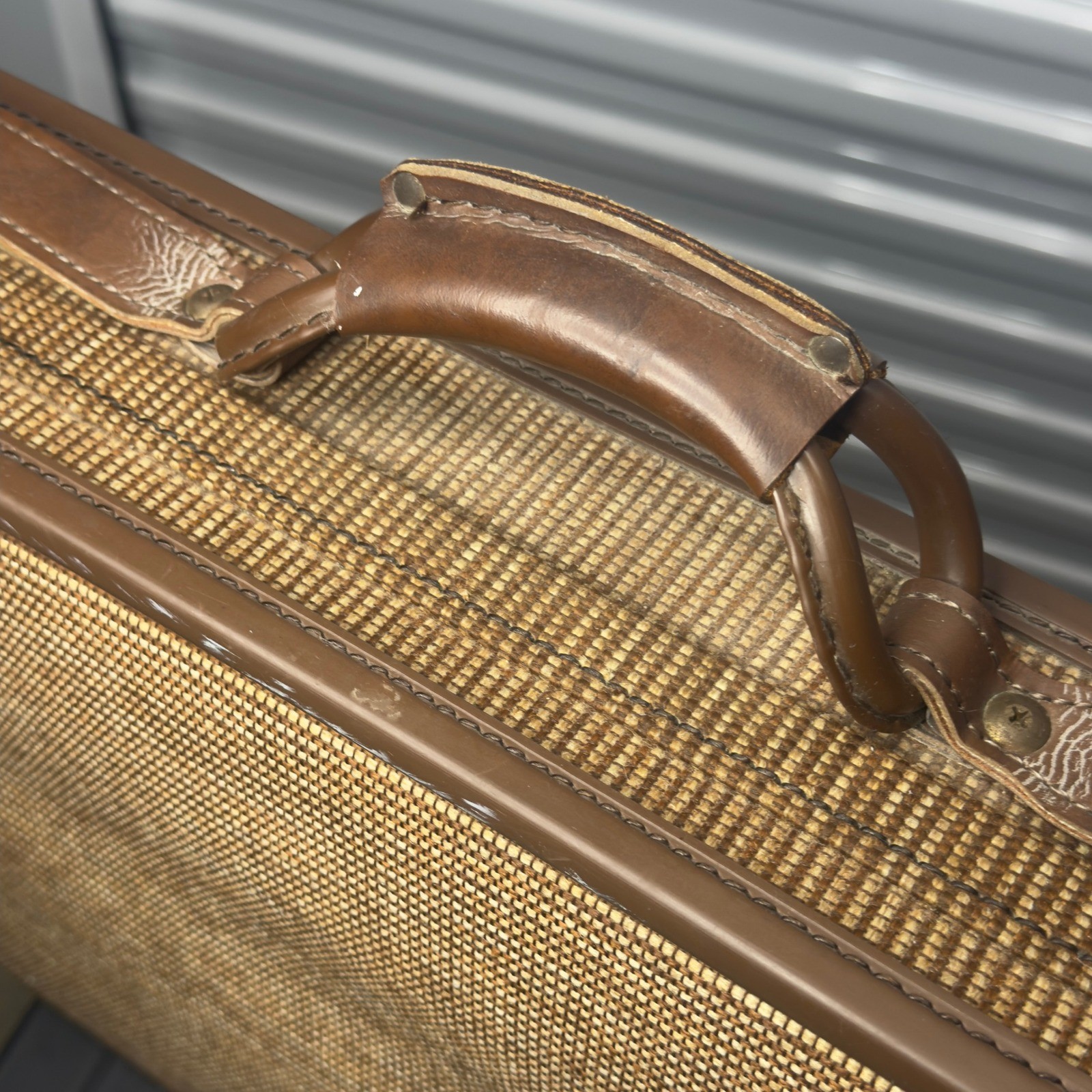 Vintage Hartmann Tweed Briefcase Belting Leather Slim Attaché Suitcase VTG USA