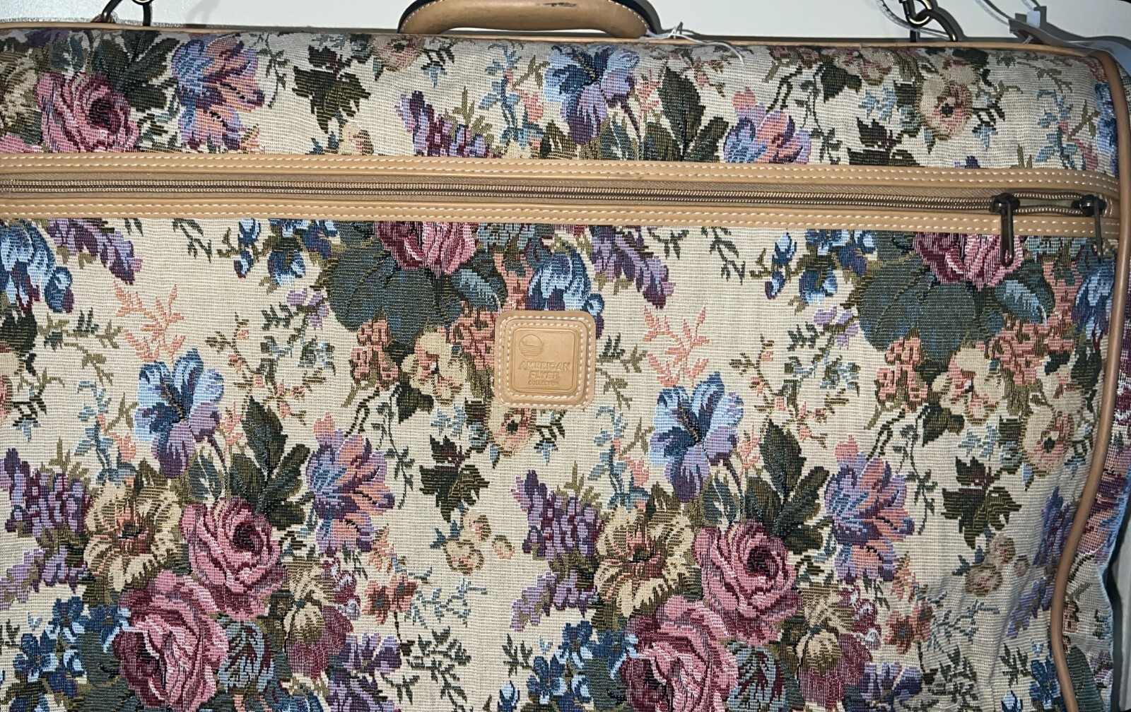 NWT Vintage American Flyer 50” Garment Bag Floral Tapestry Luggage Carryon