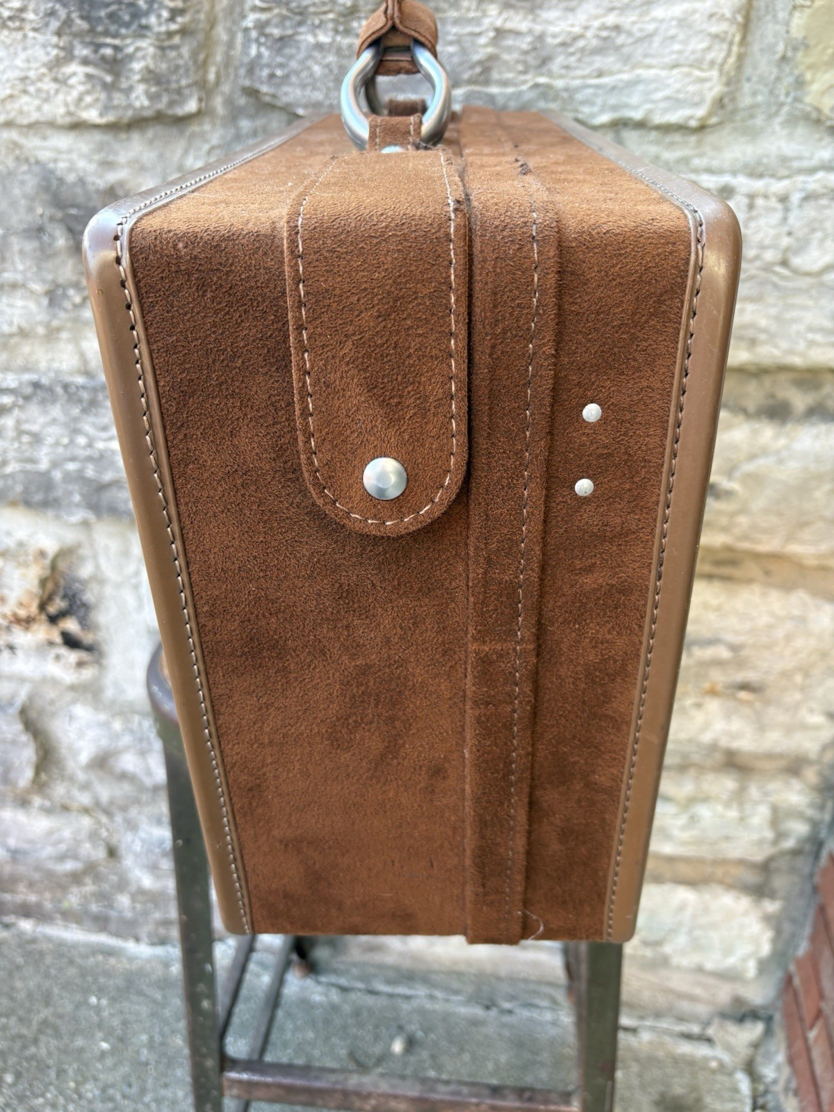 VTG 60s MCM Hartmann Belted Brown Leather Suede Suitcase 21”x12”x7” Key Luggage