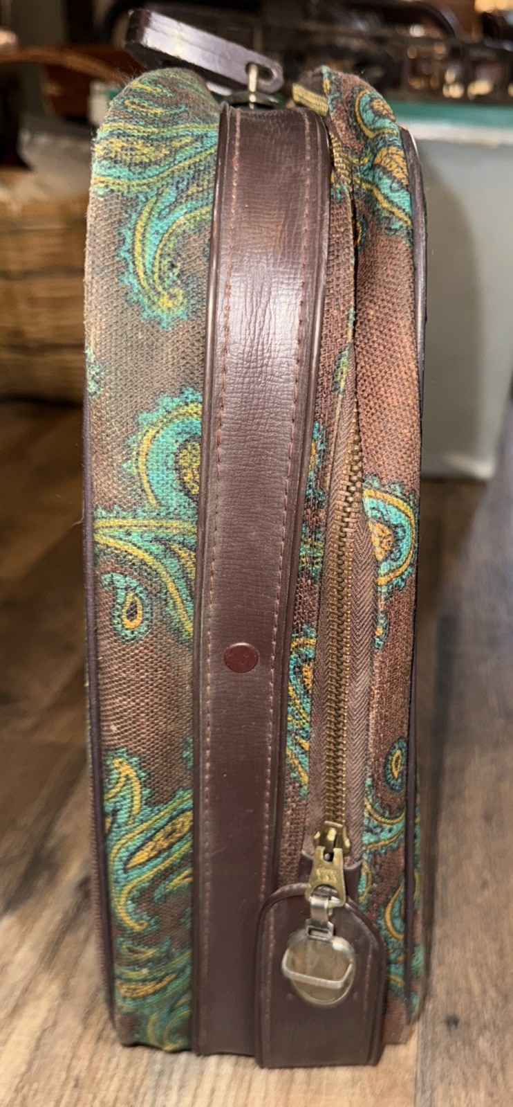 Vintage Sarne Color Mates Mid Century Paisley Soft Overnight Suitcase Japan