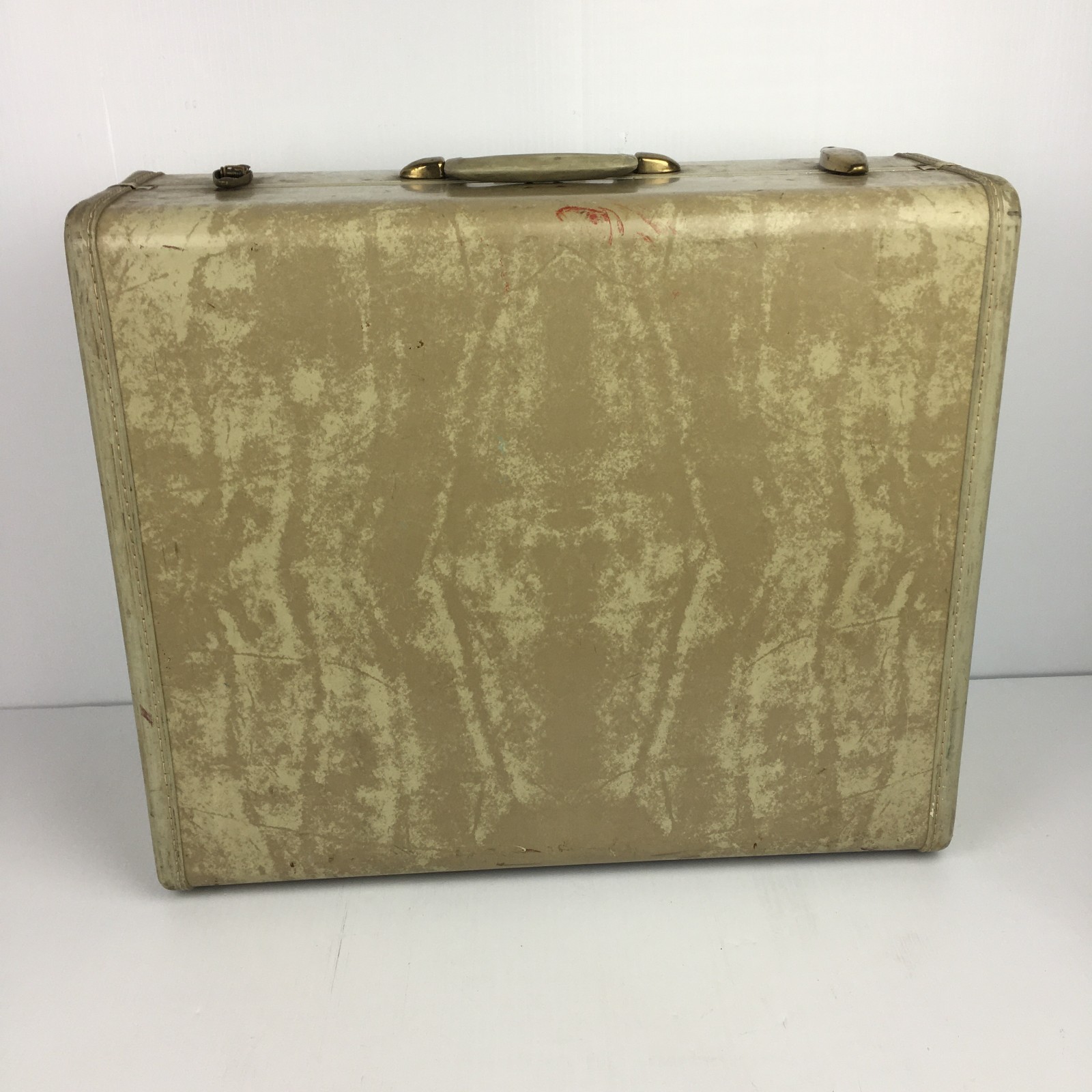 Samsonite Shwayder Streamlite Suitcase Excellent INTERIOR Marbled 21″ Vtg Cream
