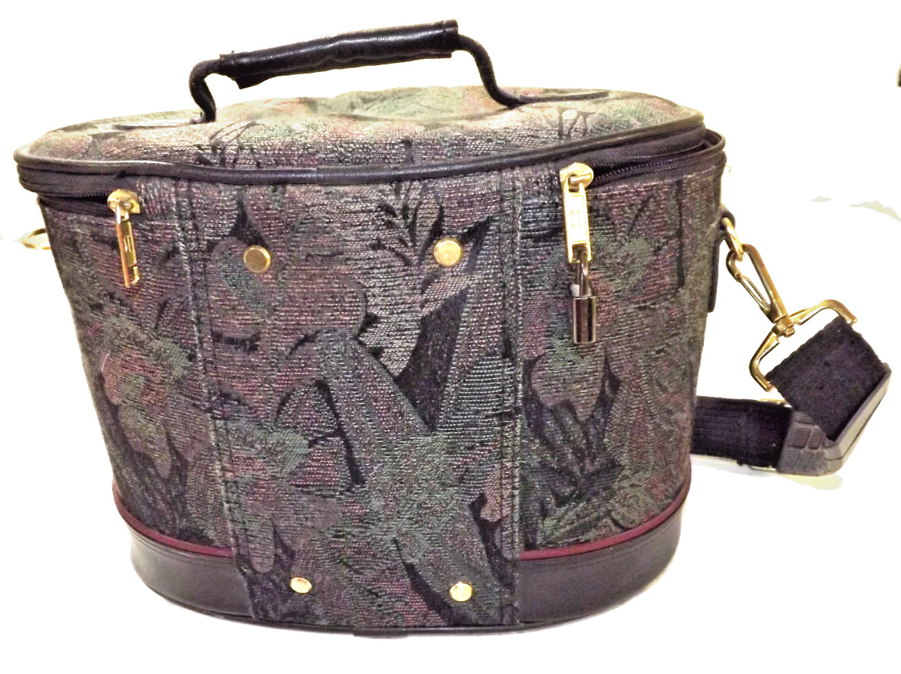 VTG American Tourister Tapestry Train Case Oval Carry On Luggage Bag Makeup