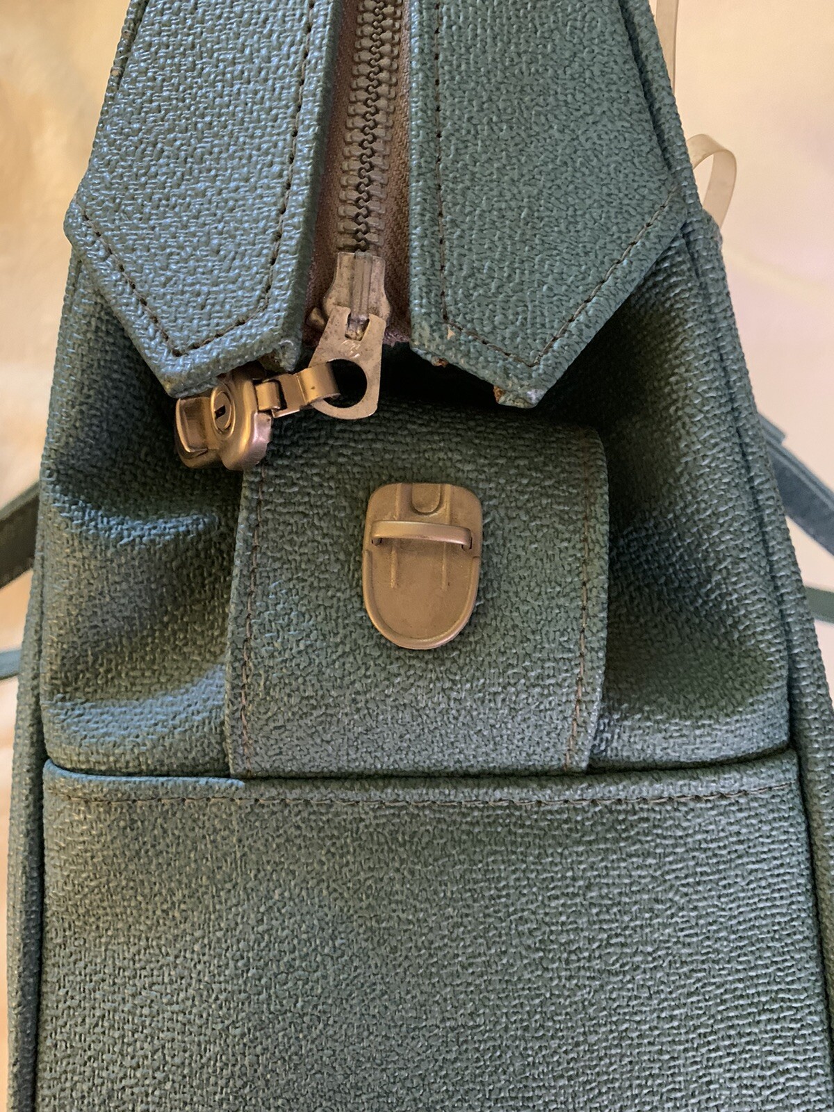Samsonite Ladies Silhouette Blue Tote Carry On Bag Pebble Texture MCM Vintage