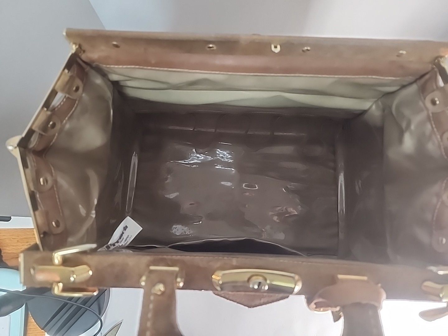 Vintage French Luggage Company Weekend Overnight Bag Paradise Suede Trim