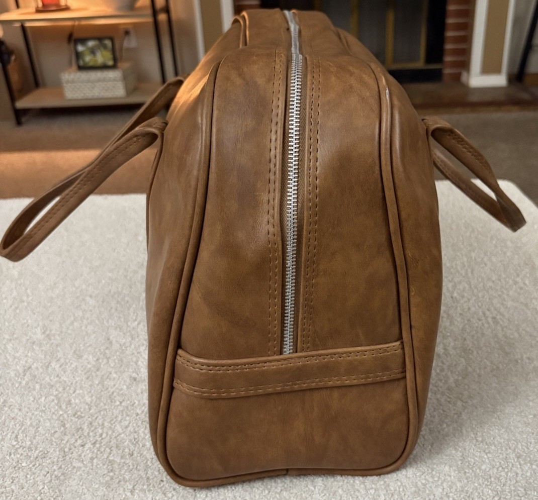 VTG Airway Reto Brown Leather Travel Bag/ Luggage – w/ Working Lock & 2 Keys!