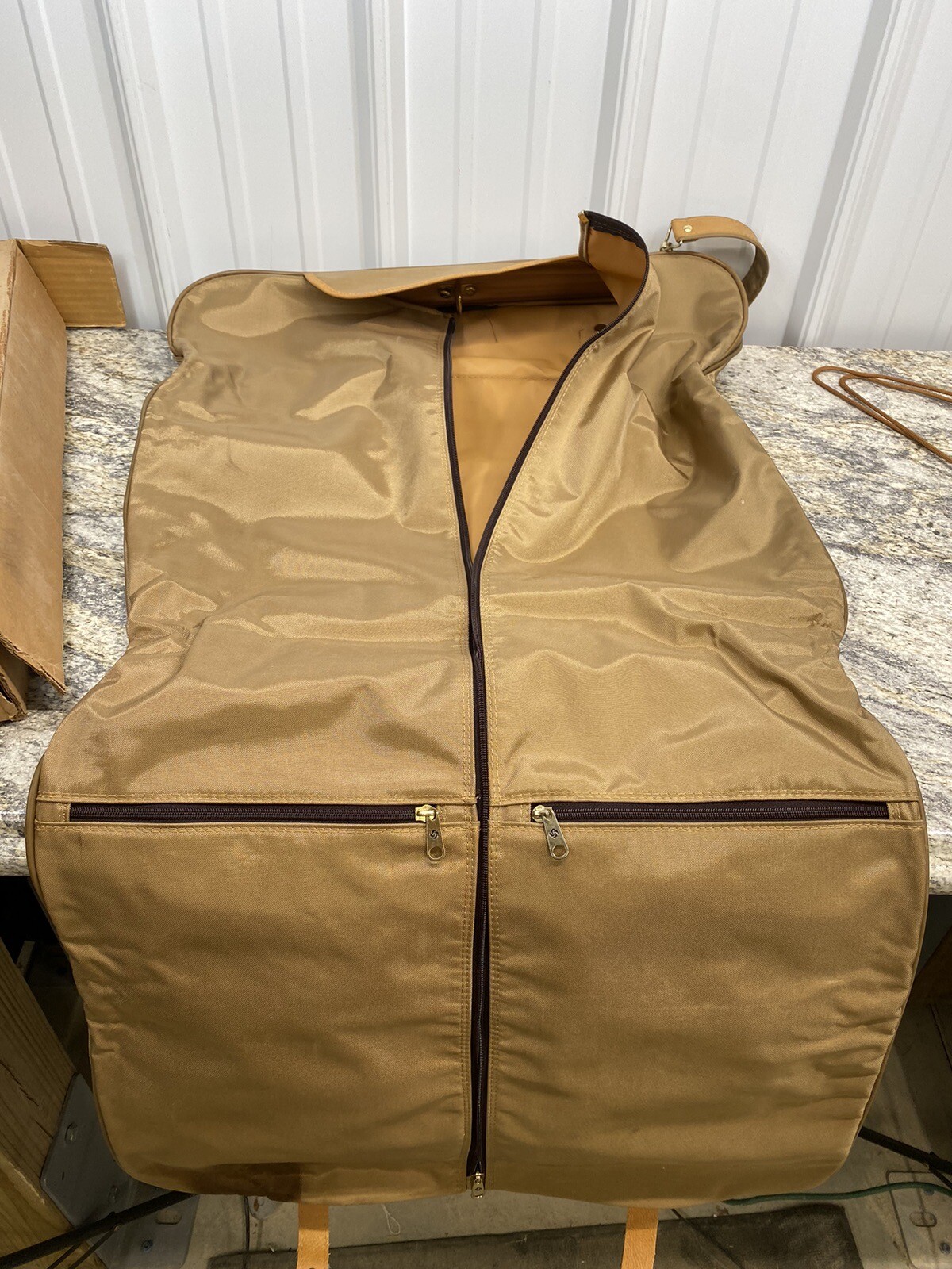 Vintage Samsonite Garment Bag w/ Hangers and Hook Original Box STAINED NOB