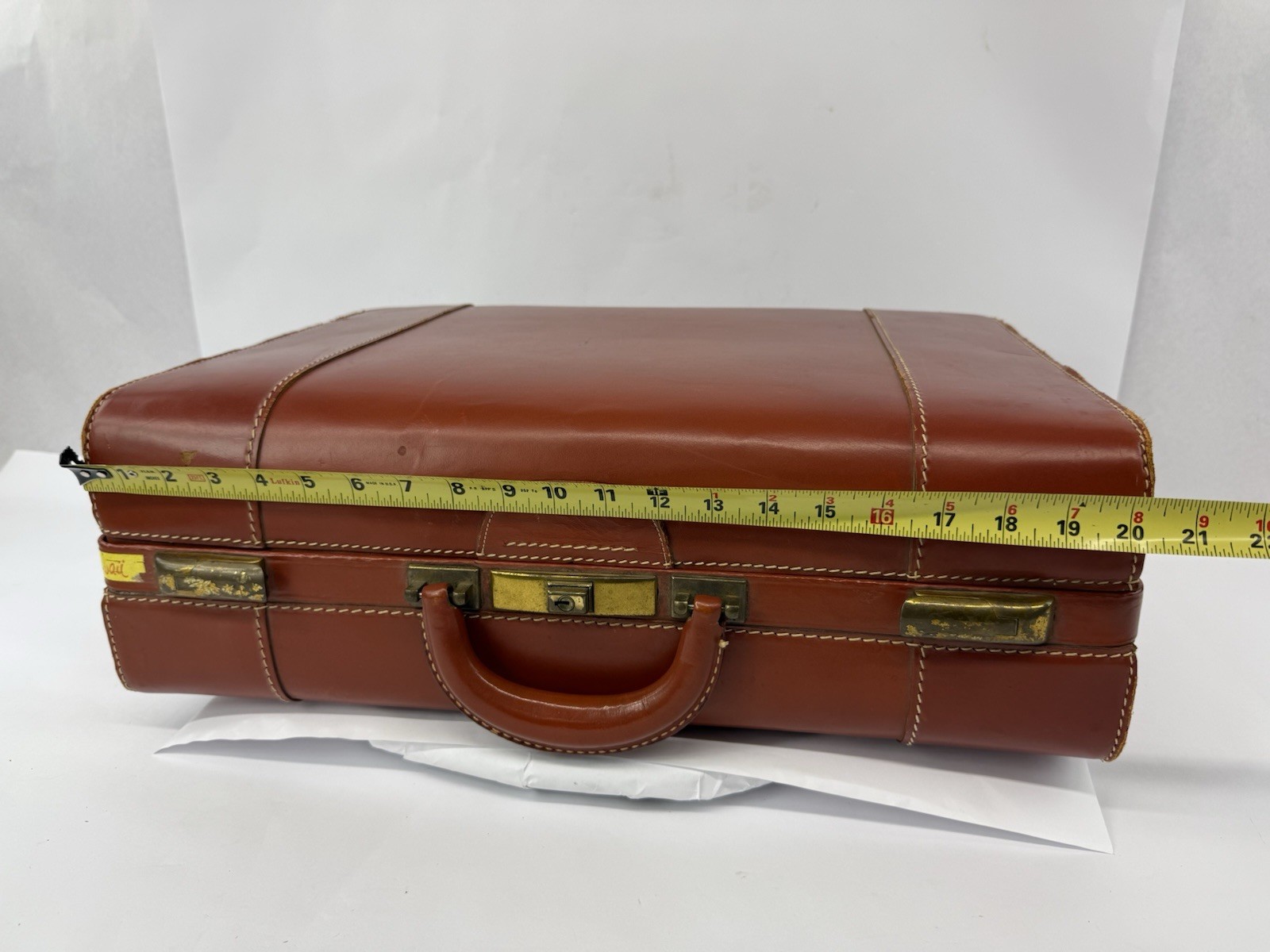 Vintage Luggage Genuine Top Grain Cowhide Brown Leather 21x14x7 Suitcase Travel