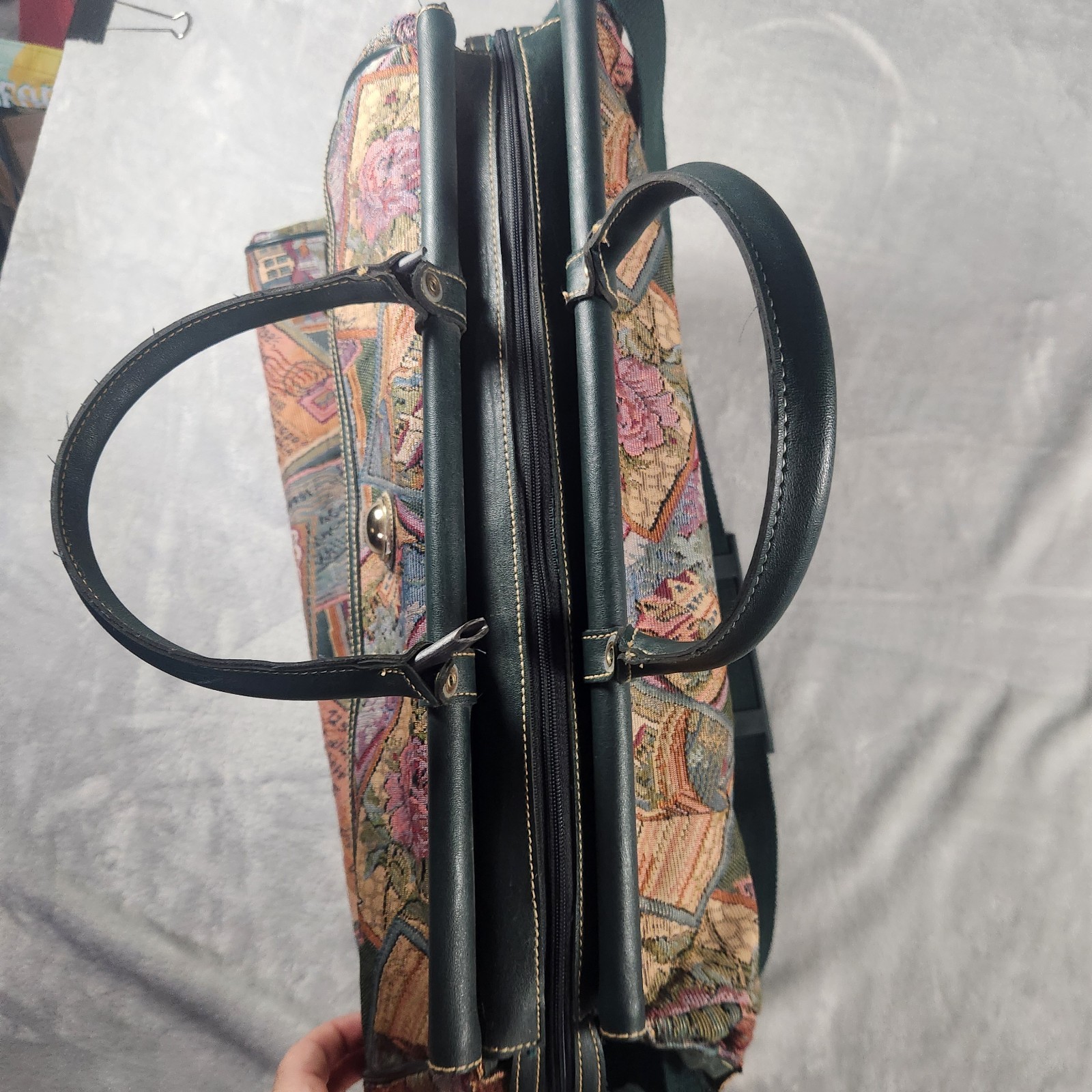 Capezio Tapestry Carry on Luggage Bag Vintage Snap Down Carpet Bag