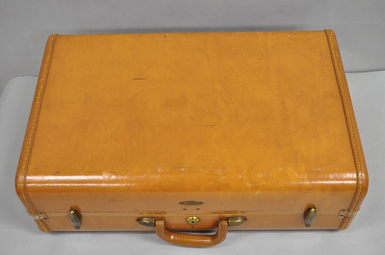 Vintage Samsonite Art Deco Brown Leather Hardcase 21″ Suitcase Luggage Bag