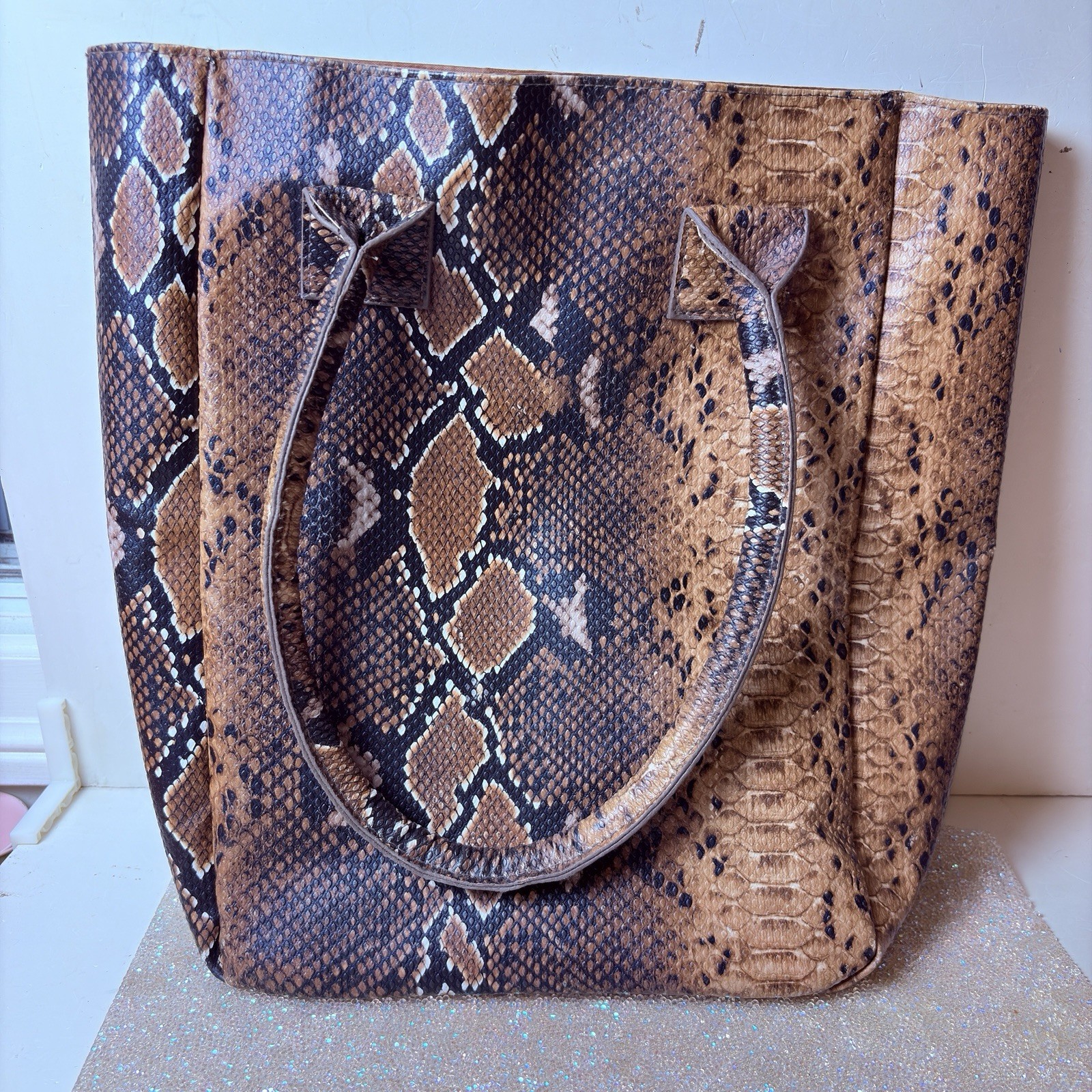 Vintage Signature Club A XL Tote Travel Bag 14×12” Leopard Print EUC CLEAN