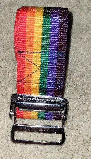 American Tourister Rainbow Stripe Canvas Belt & Metal Buckle LGBTQ Pride Vintage