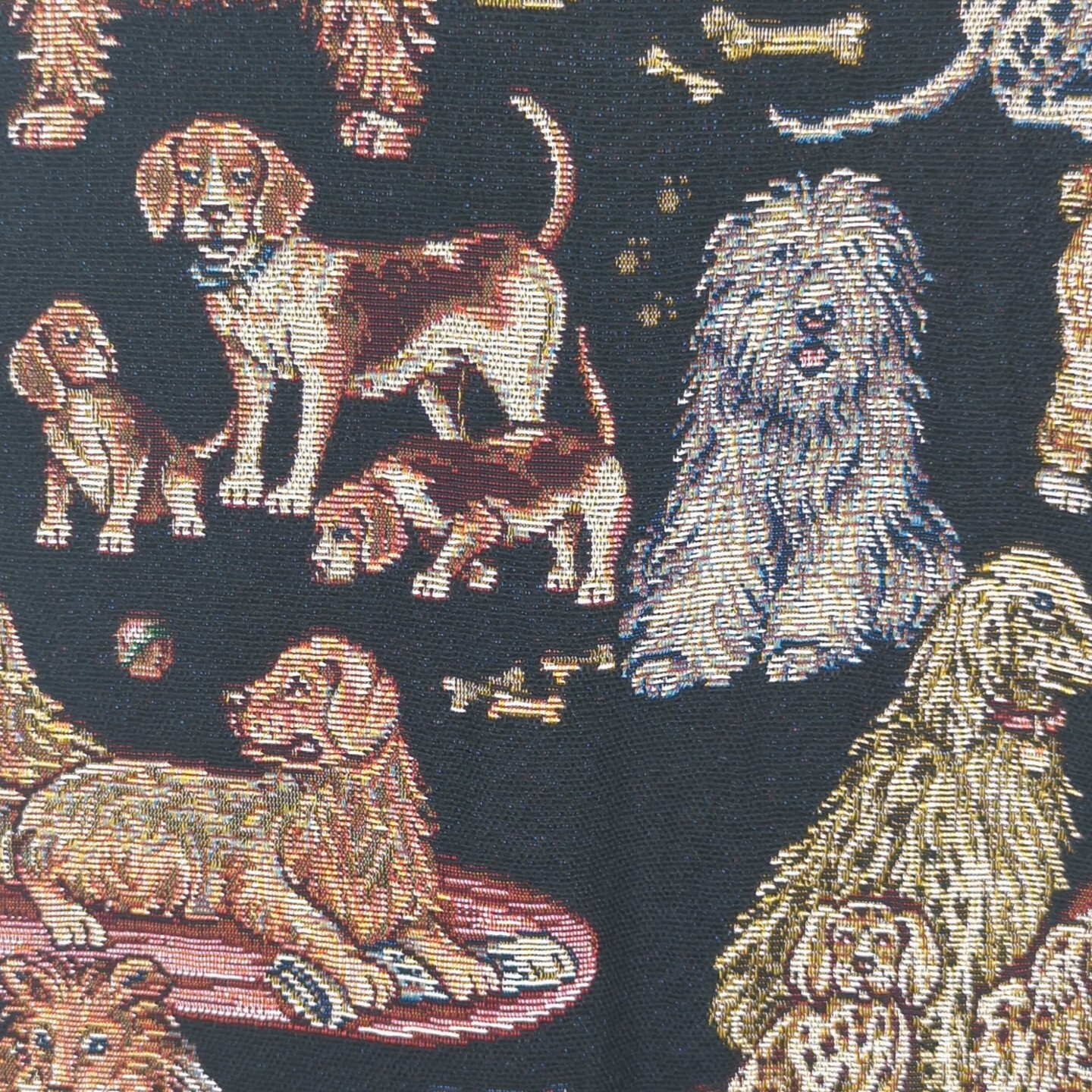 Vintage Tapestry Garment Travel Bag With Zipper No Pockets Dogs