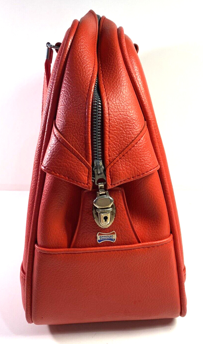Vintage Red American Tourister Carry On Overnight Tote Bag Train Case Luggage
