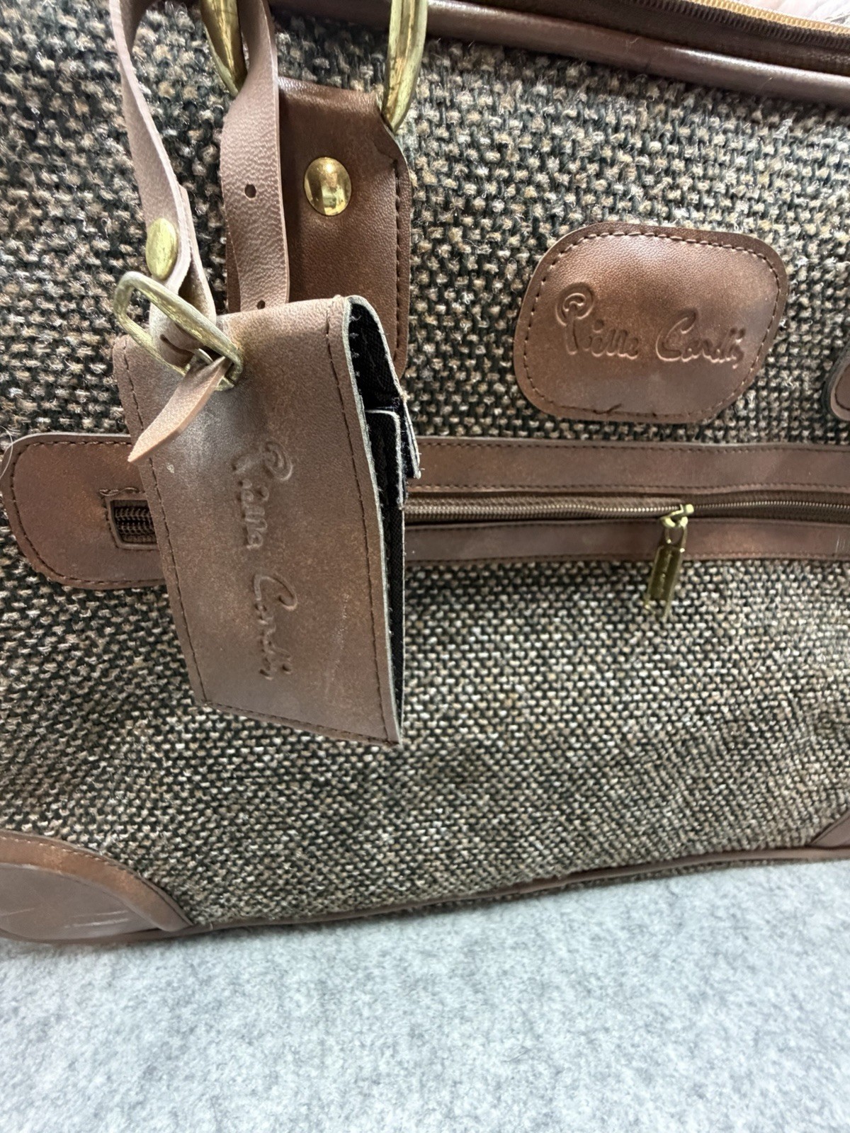 Matching Vintage Pierre Cardin Tweed Messenger Bag And Briefcase