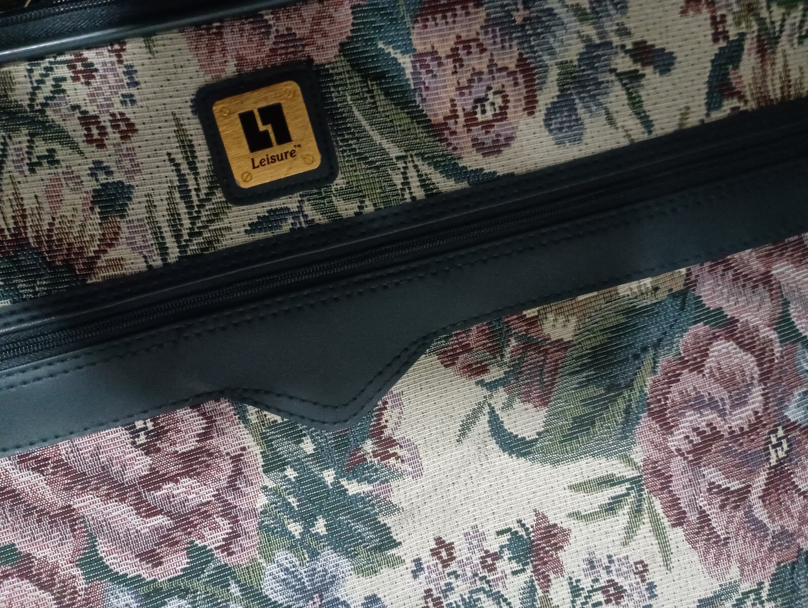 Vtg 80s LEISURE Luggage Pink Floral Tapestry Suitcase on Rollers 26x18x8