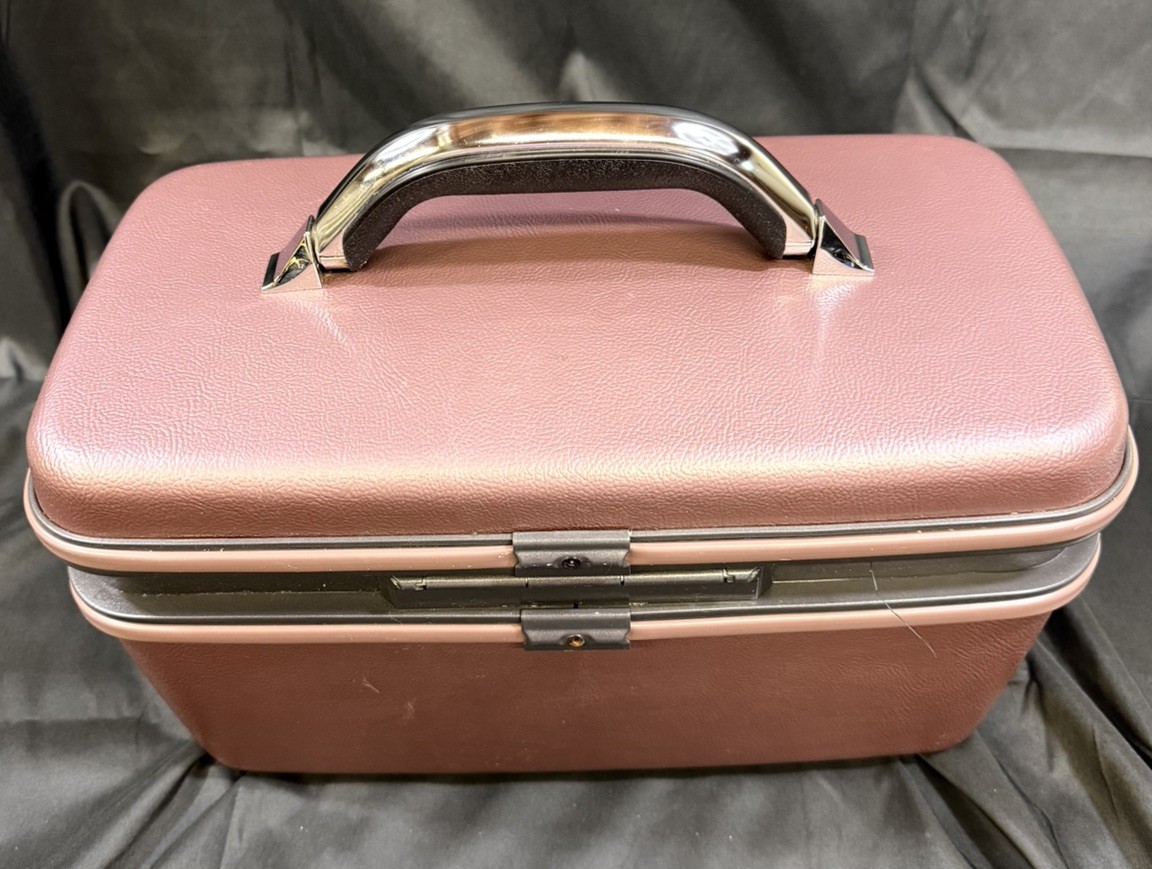 VINTAGE Samsonite Silhouette 4 Train Case Mauve Rose Train Mirror Pocket No Key